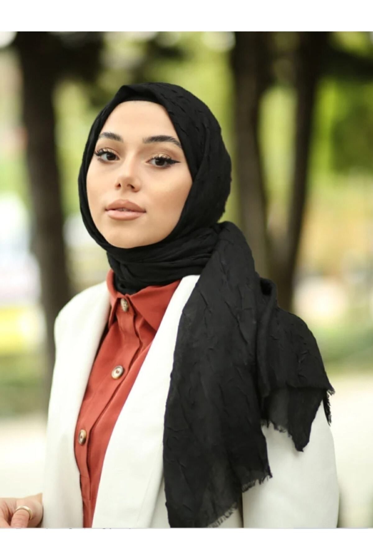 HAR-UM Ticaret-موديل شال حجاب نسائي من الخيزران - أسود 2