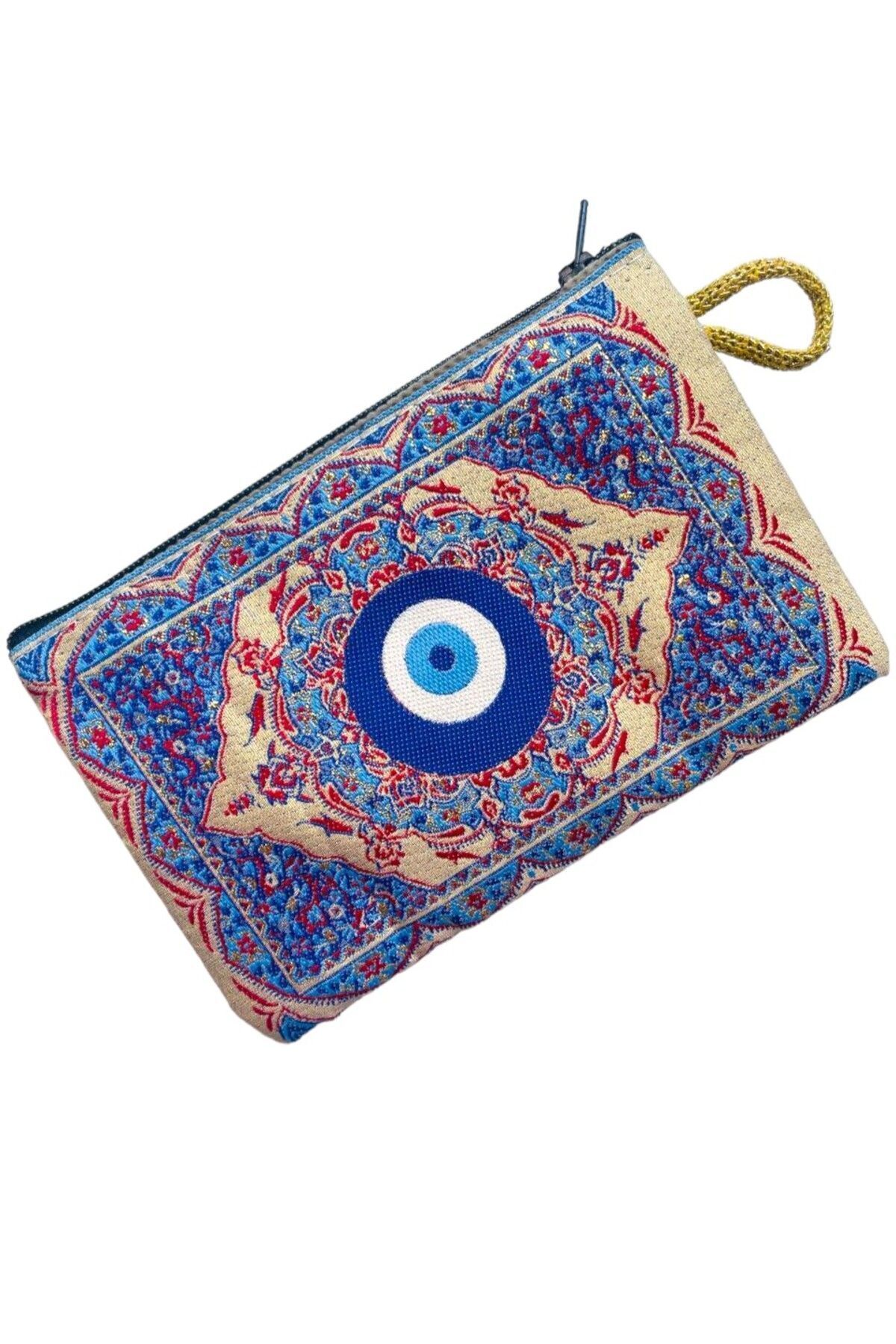 کیف پول زنانه متوسط زنانه شیک زیپ دسته روکش شده با الگوی فرش 15X10 GALATA GIFT