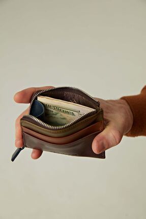 HELMBROOK Seward Erkek Kahve (Plus Color)Deri Cep Tasarım Fermuar Kapamalı Rf...