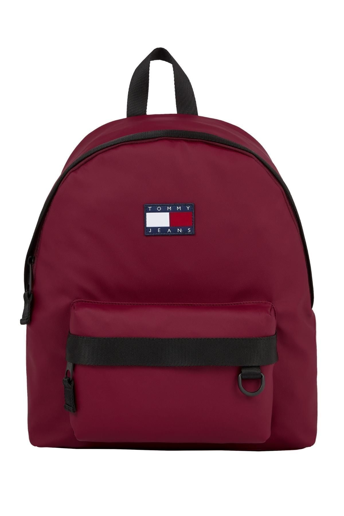 کوله پشتی قرمز Unisex با لوگوی برند مناسب برای استفاده روزانه با زیپ جلو و قلاب کلید Am0am Tommy Hilfiger