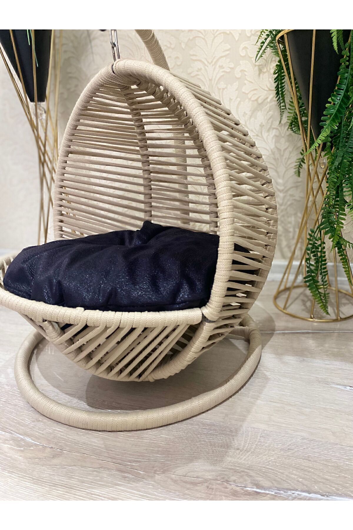 MİHRAEFNAN Krem Renk Minderli Kedi Ve Küçük Köpek Salıncağı Yatağı