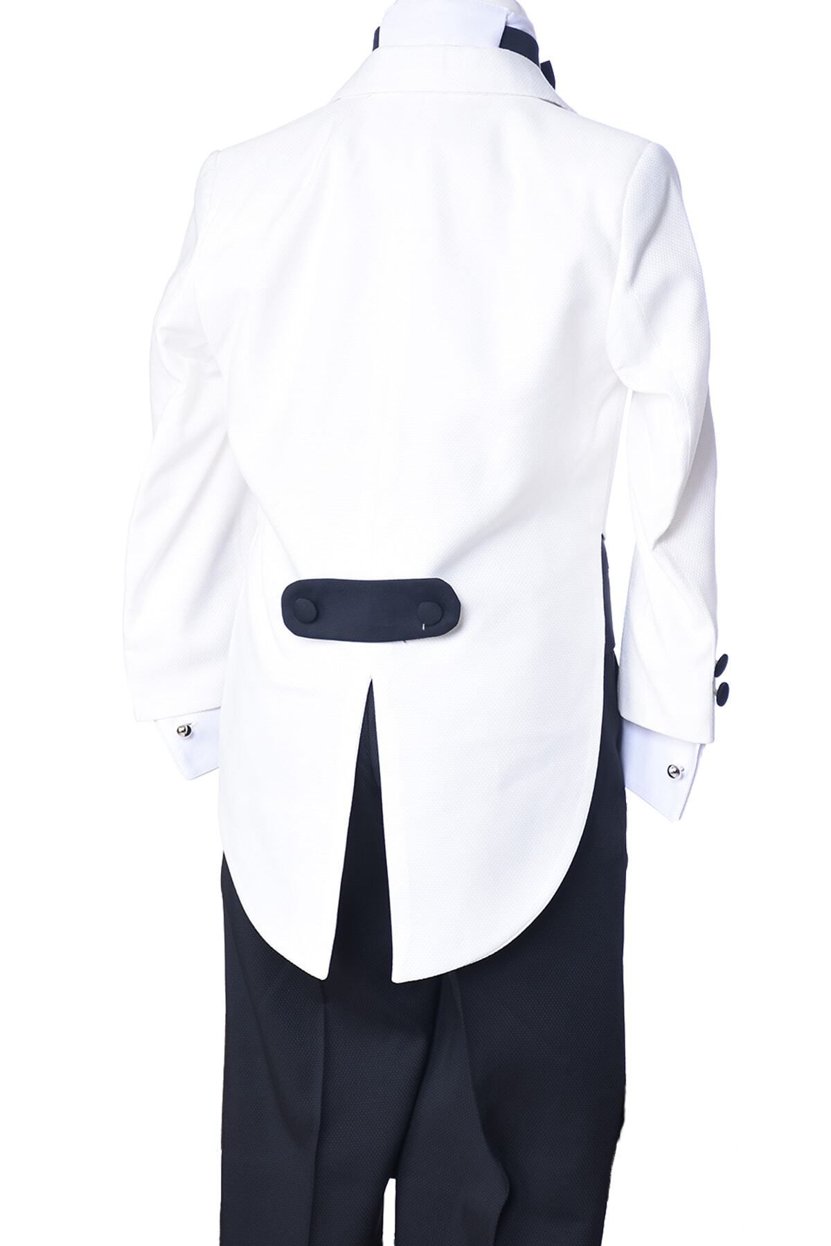 ceocuk-Costum smoking redingotă crem pentru băieți 4