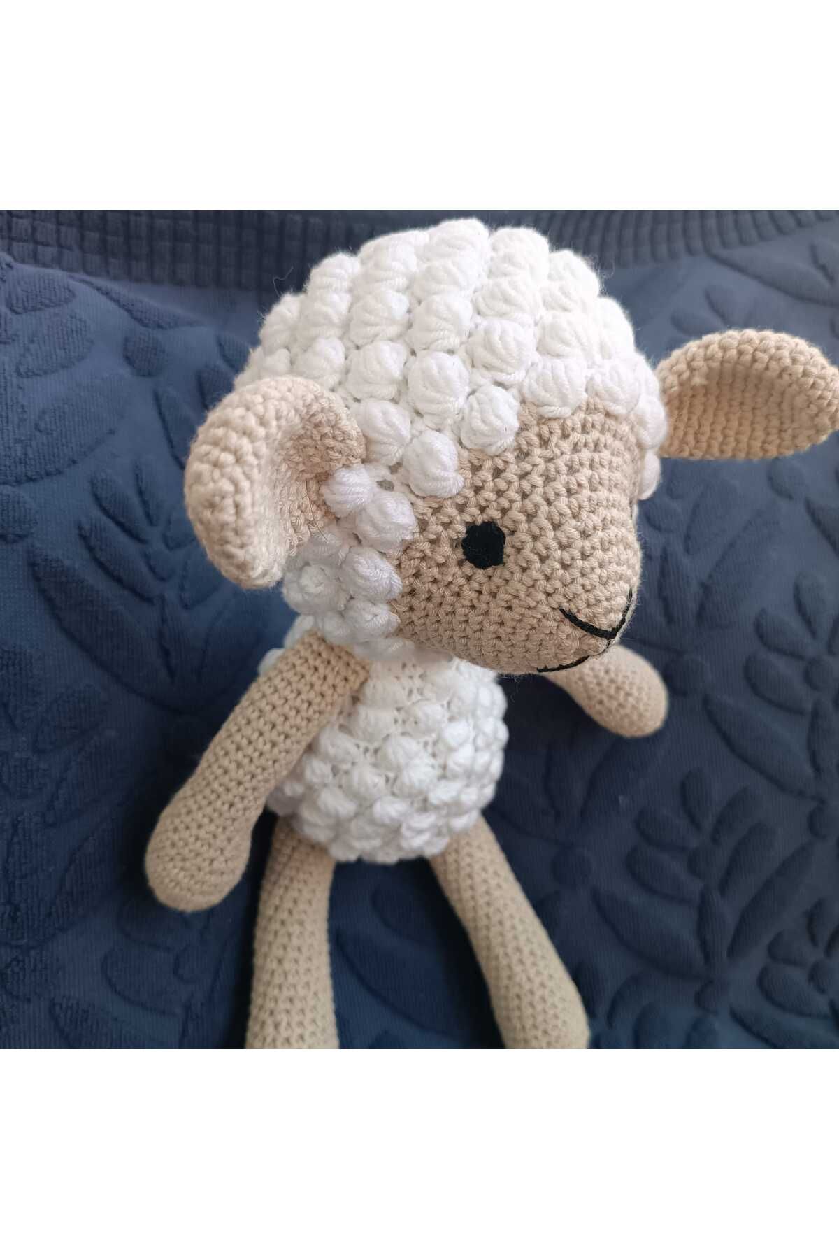 Peluş Kuzu Amigurumi 30 cm Organik İplik Sağlıklı Uyku Arkadaşı Hediye Oyuncak