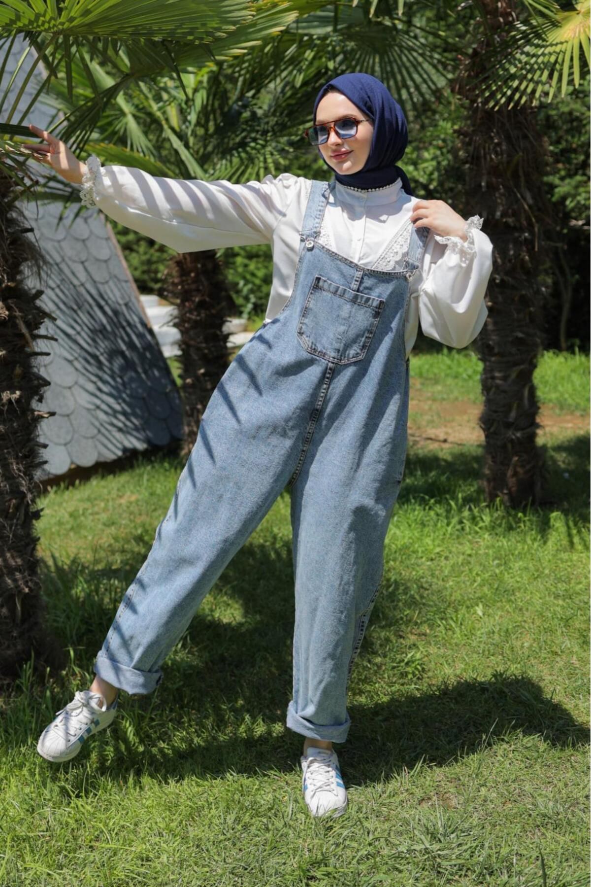 SHİROSA Kadın  Mavi Kot Tulum Salopet