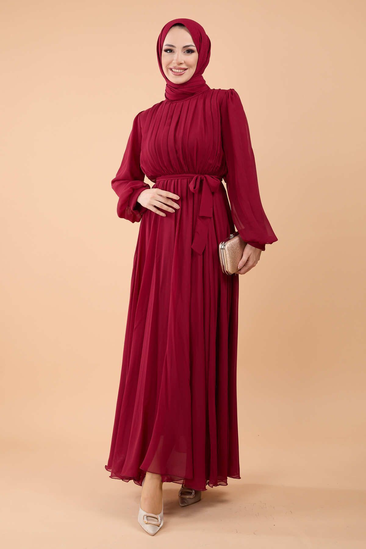 TOFİSA-23863-BORDO Rochie 2