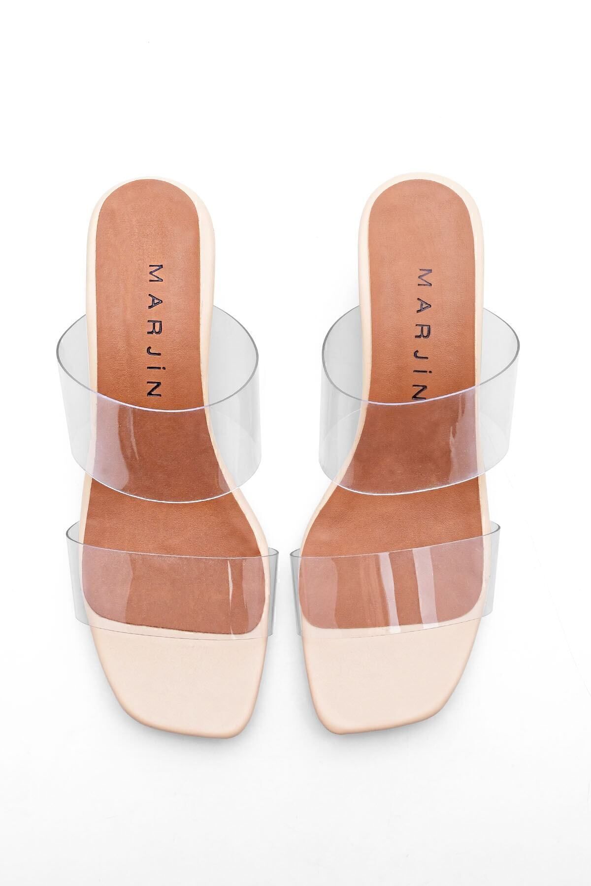 Marjin-Transparente Hausschuhe mit transparentem Absatz und Band für Damen Yesva Beige 5
