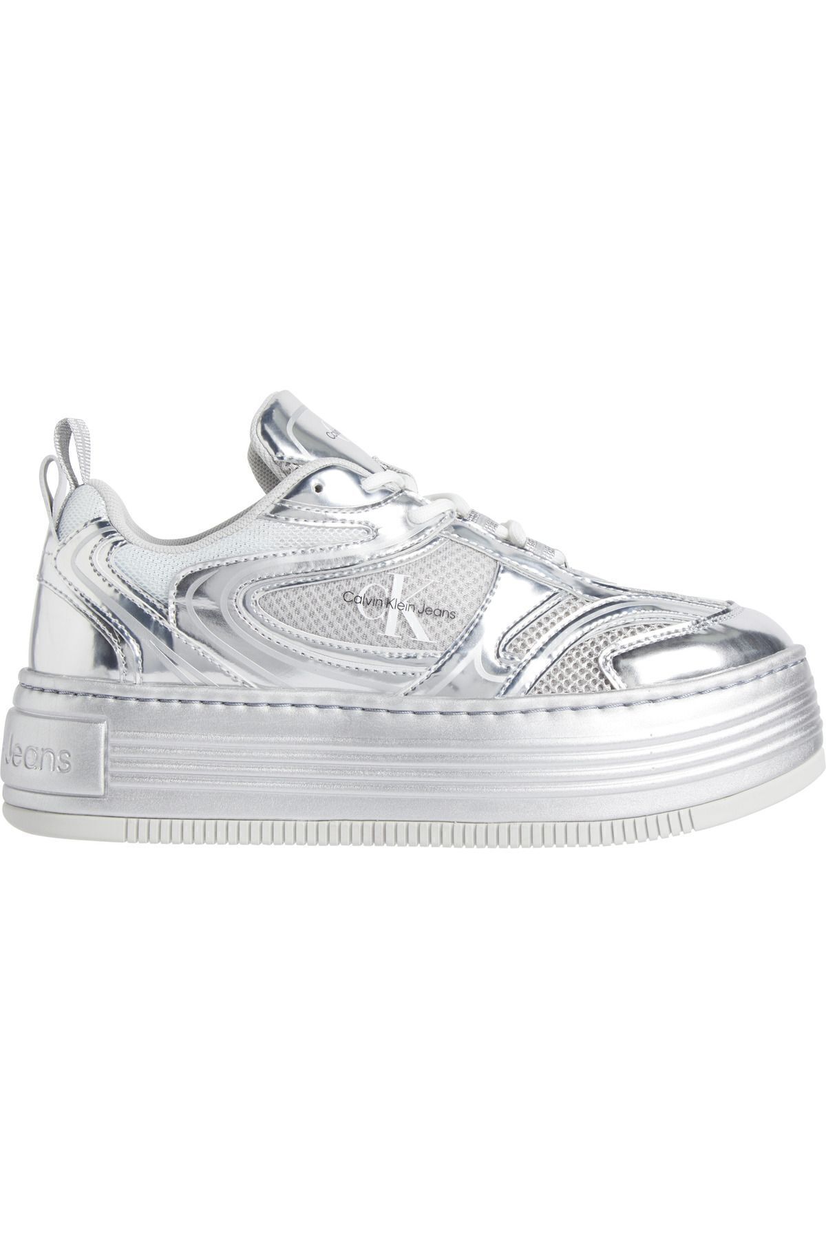Calvin Klein Women s Calvin Klein Logo Platform Heeled Comfortable Sole Silver Sneakers Suitable for Casual Use YW0Y Trendyol