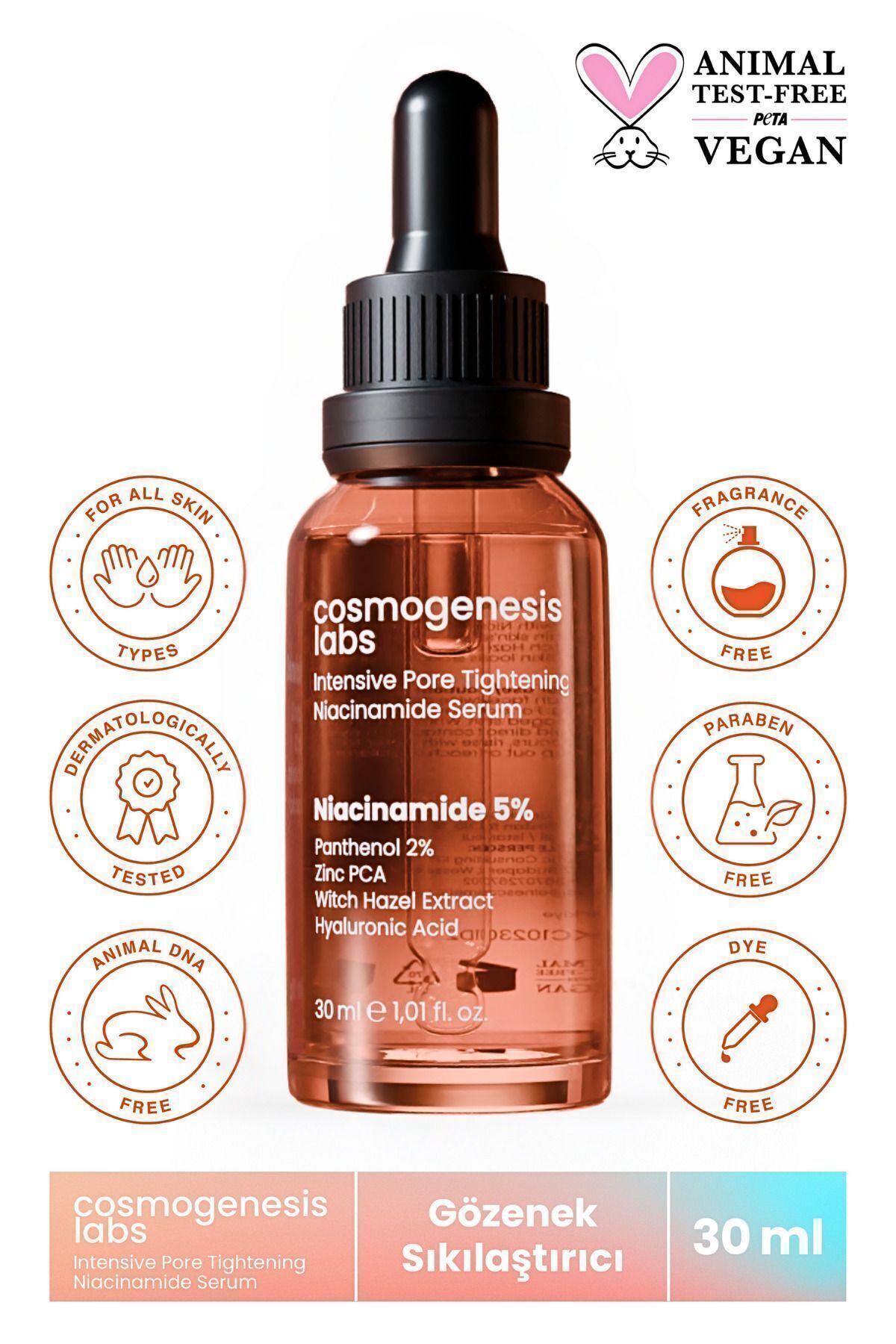 permanence de lacné de point noir niacinamide sérum de peau 30ml végétalien de serre 5 niacinamida