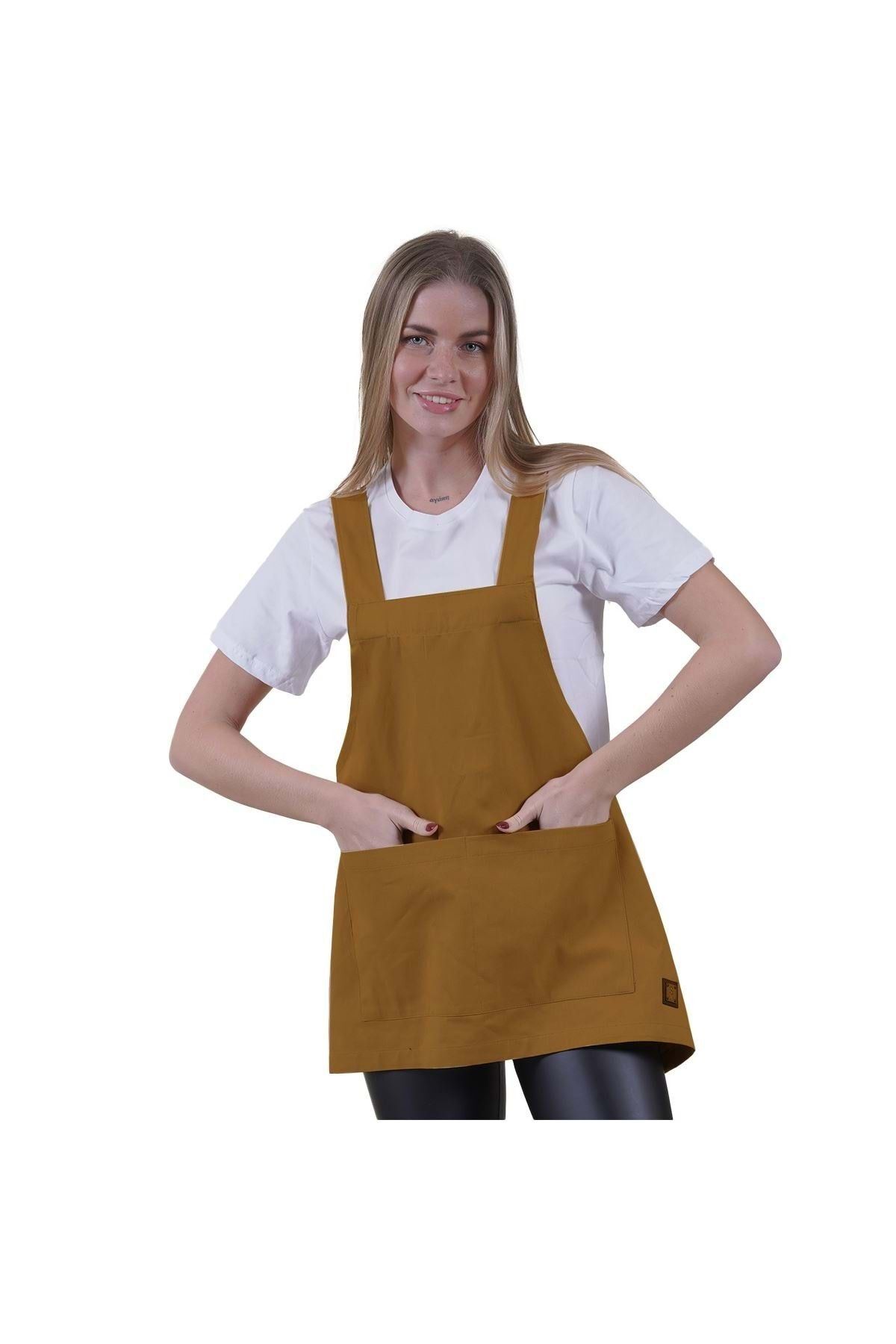 Exve Exclusive-Mustard Yellow Double Pocket - Multi-Purpose Basic Apron for Chef, Barista, Worker and Kitchen Apron 5