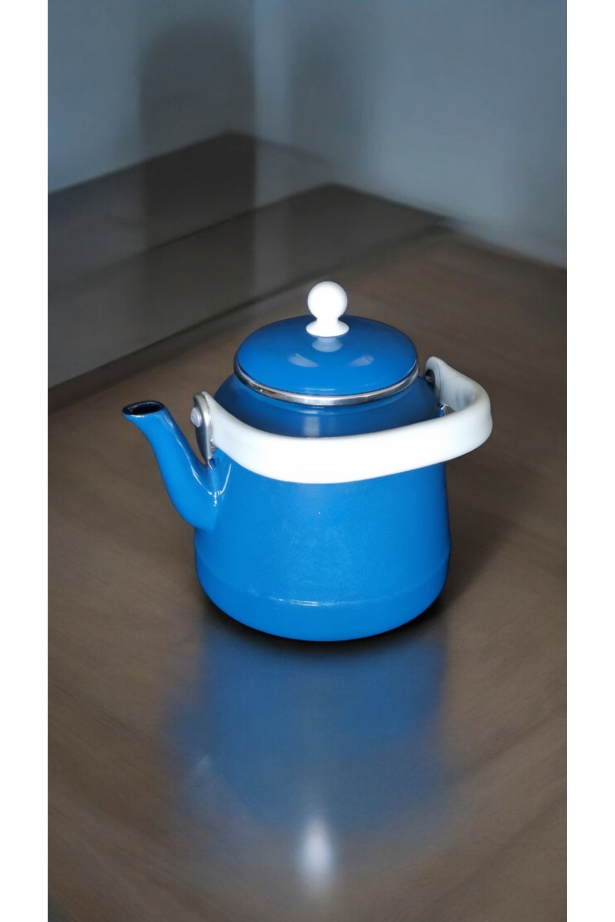 kahve demlik suluk kettle çoban çaydanlık 1.5 litre mavi nostalji vintage çinko