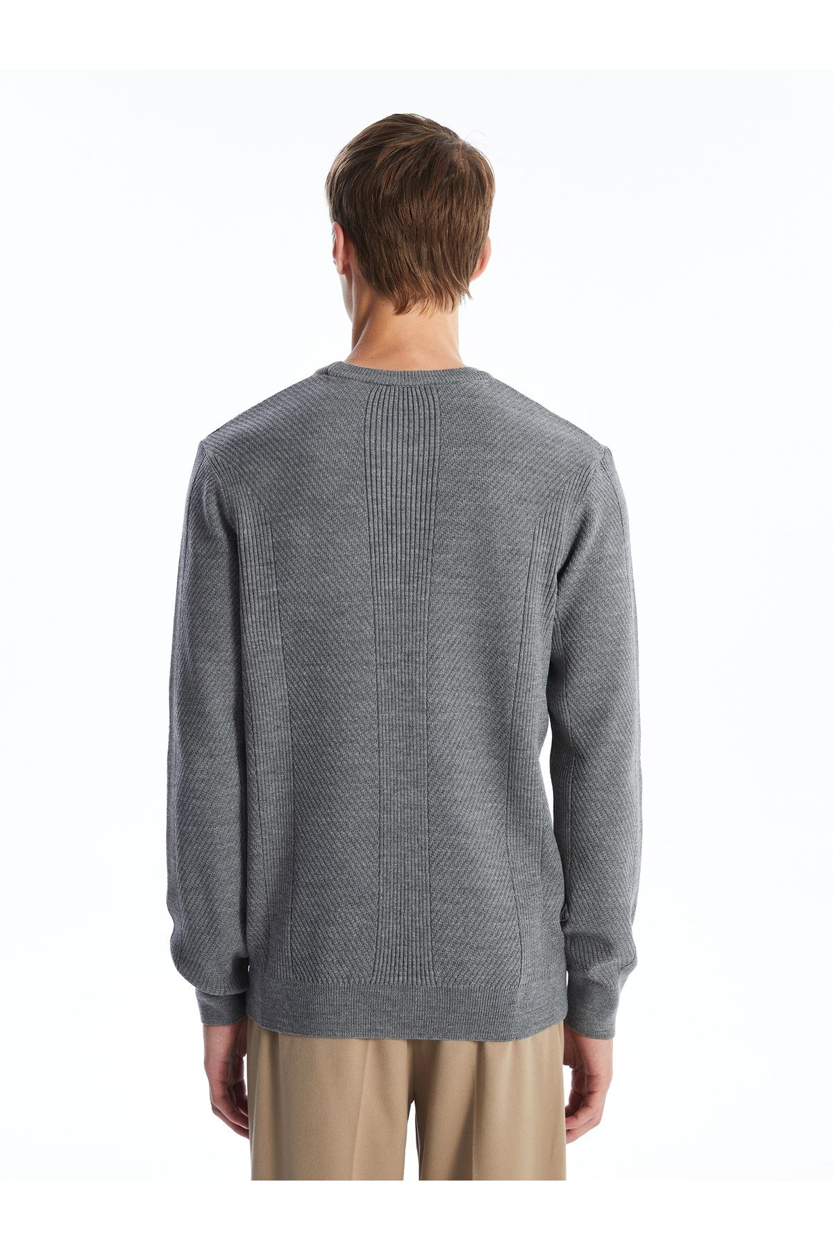 بافت و پلیور مردانه خاکستری ال سی وایکیکی | W4DH91Z8 اورجینال - تصویر 4