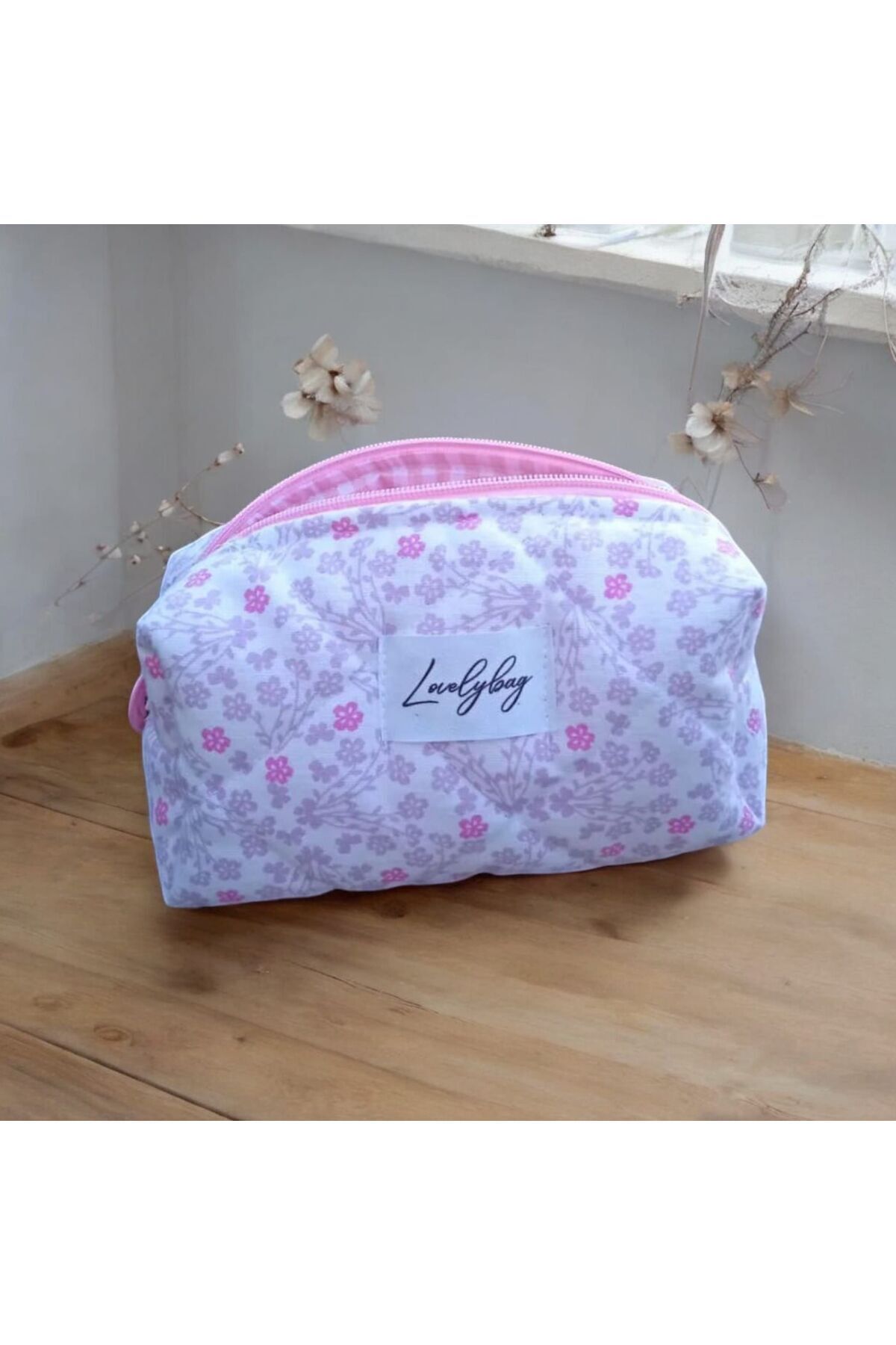 کیف آرایش صورتی سایز کوچک LOVELYBAG