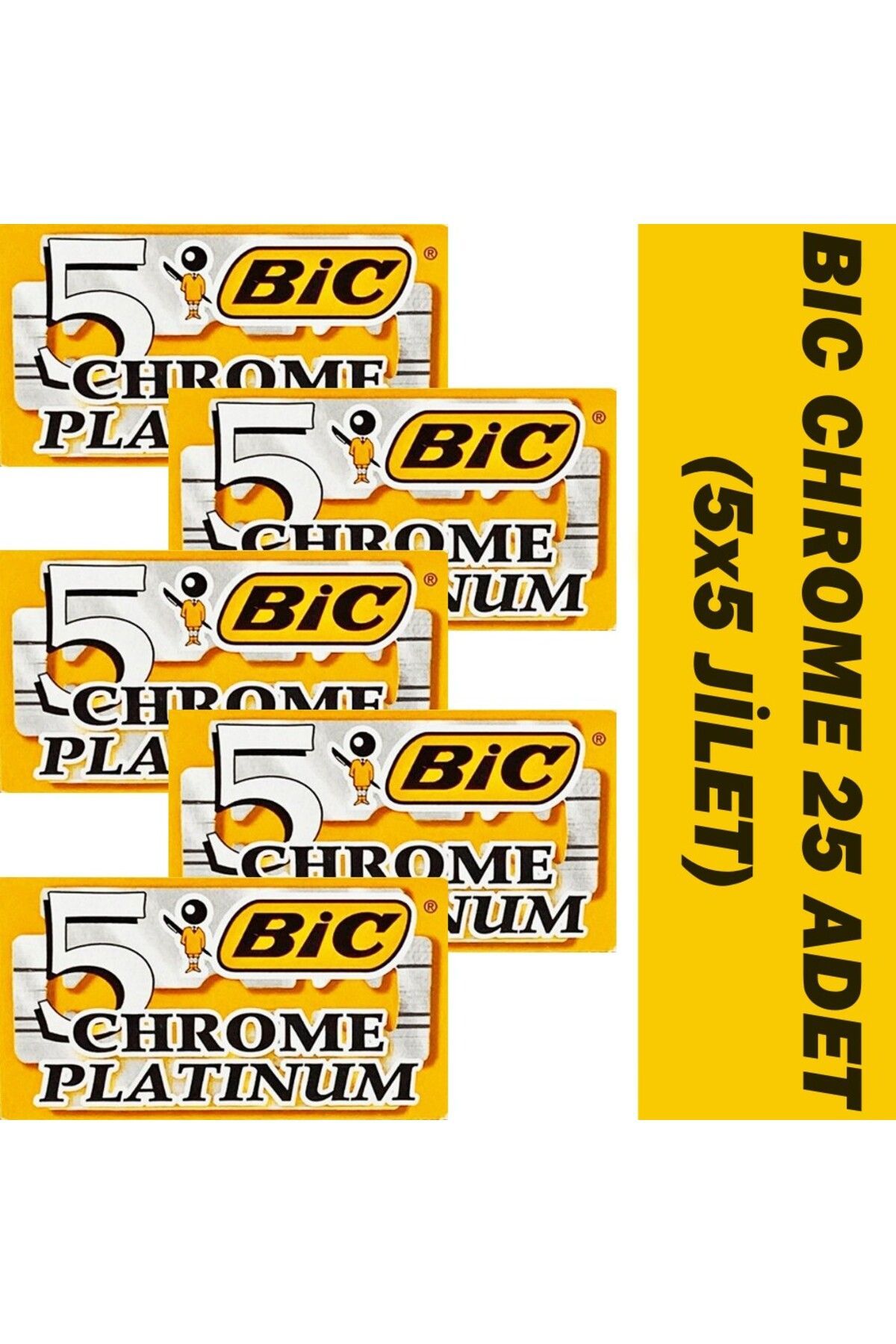 Bic-Chrome Platinum 25 Pieces Double Edge Razor - Box of 5X5 1