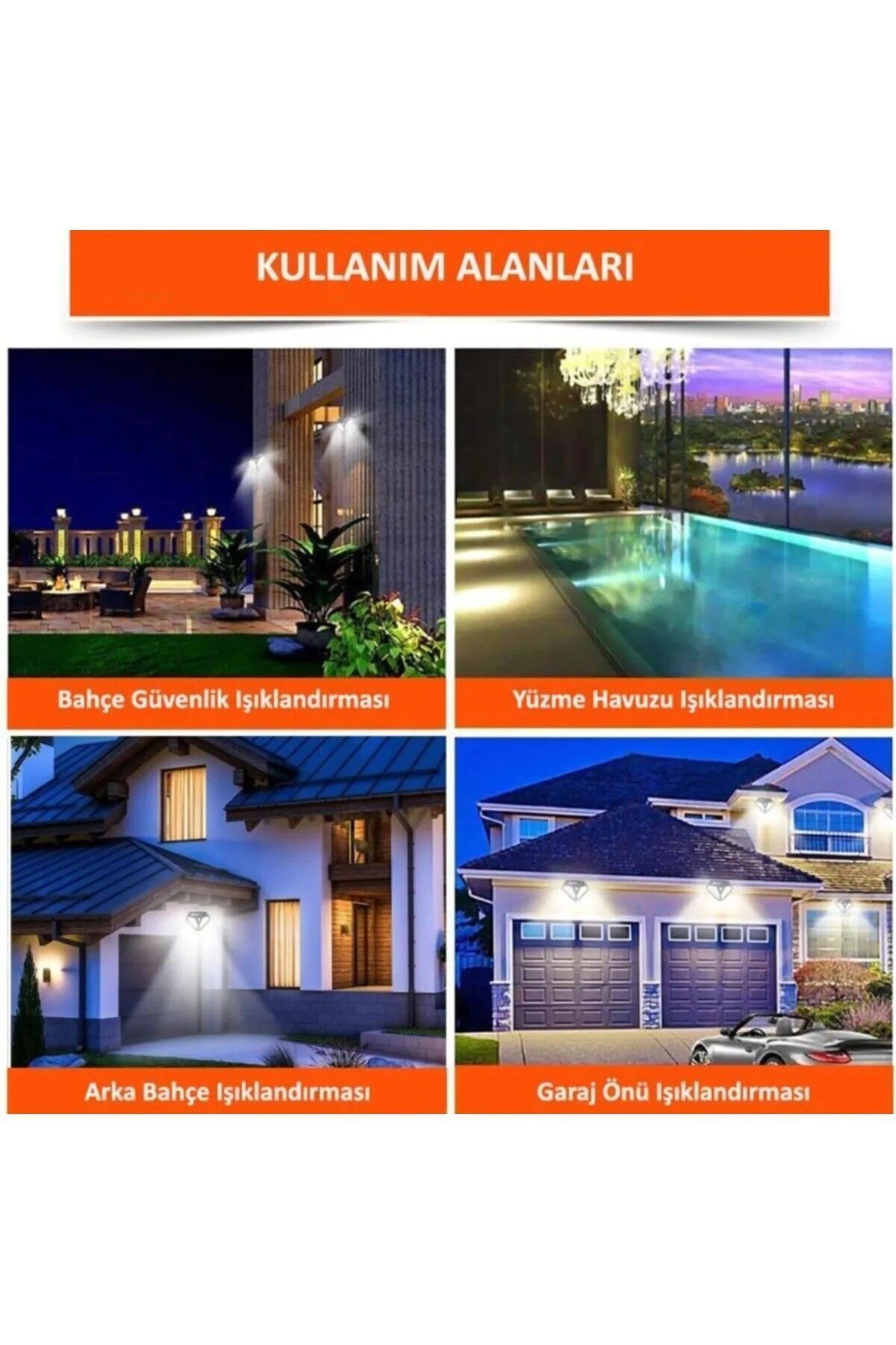 Su Geçirmez 3 Modlu 102 Led Premium Özel Üretim Solar Güneş Enerjili  Bahçe Duvar Aydınlatma Lambası 8