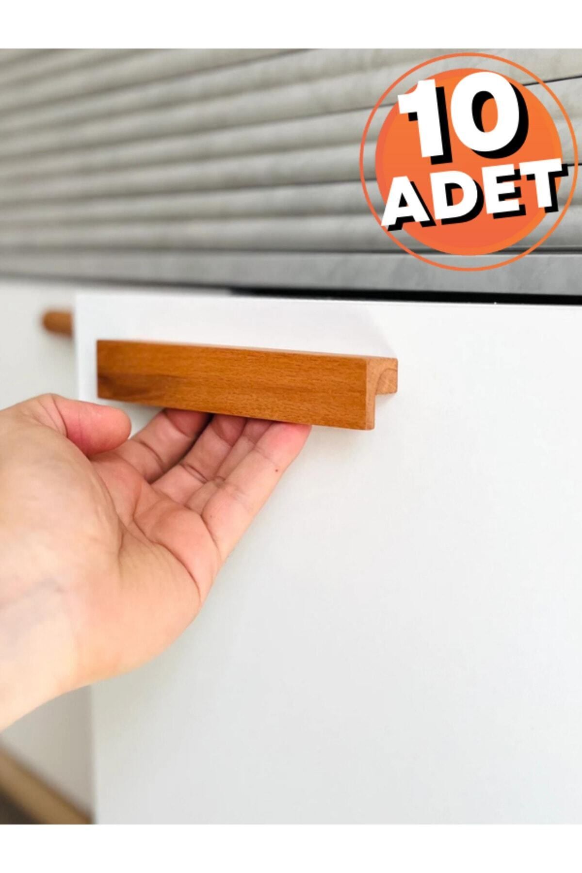 Cabinet Handle, 10-Piece - 224mm (22.4cm) - Natural Wooden Handle, Drawer Handle, Kitchen Cabinet Handles