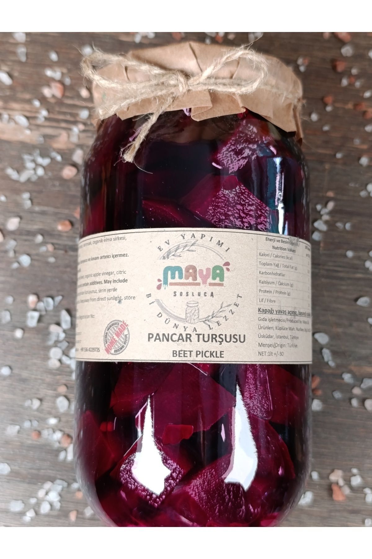 maya sosluca Doğal Fermente Ev Yapımı Pancar Turşusu 1lt Cam Kavanoz