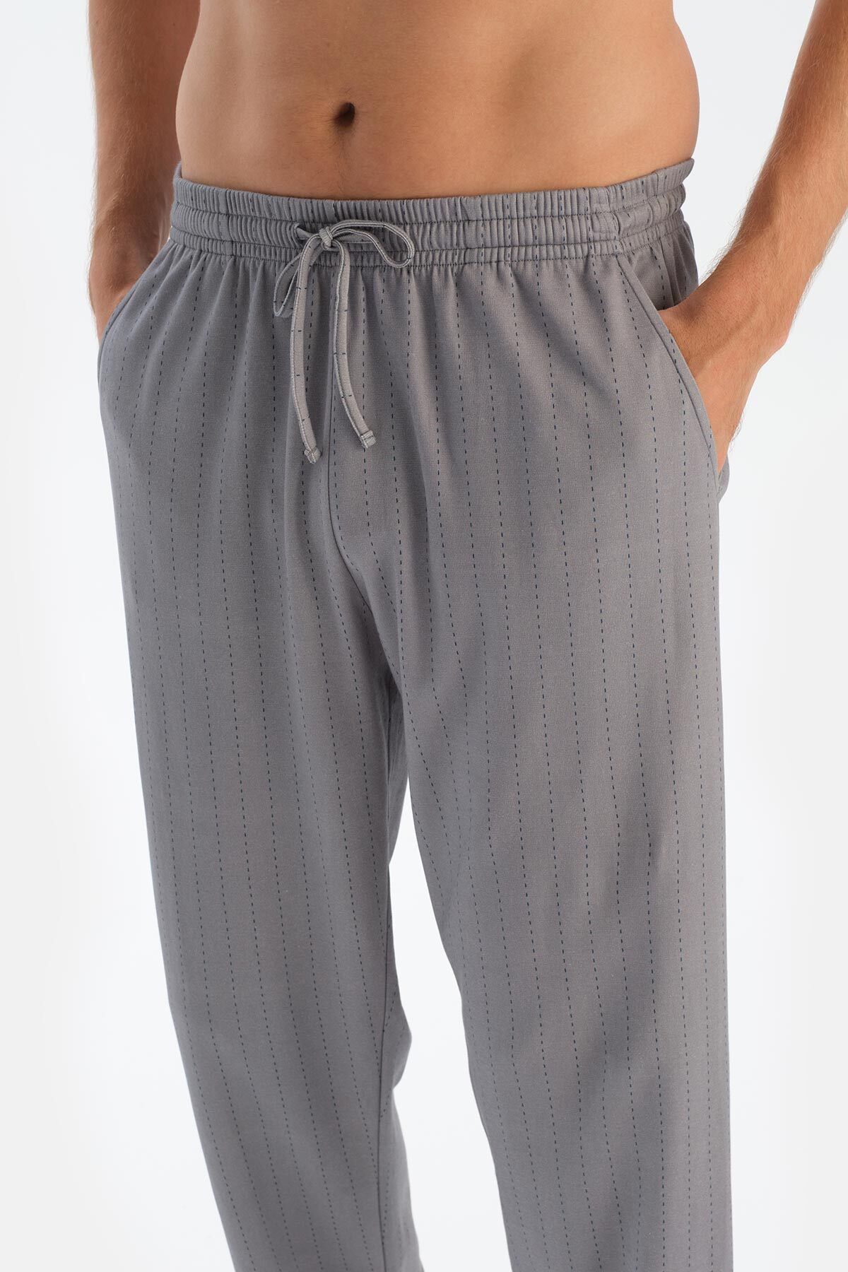 ست پیژامه مردانه مجموعه لباس خواب GRY V NECK FLETO T SHIRT PANTS Dagi