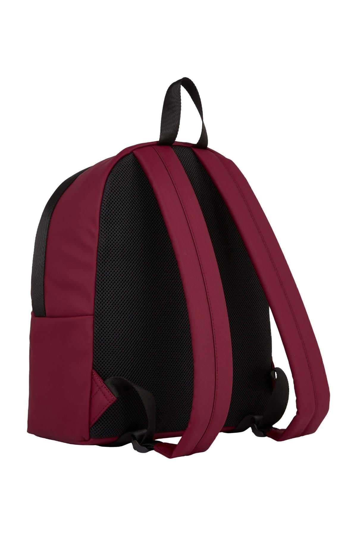 Tommy Hilfiger-Unisex Brand Logo Red Backpack with Front Zipper and Key Hook Suitable for Daily Use Am0am 2