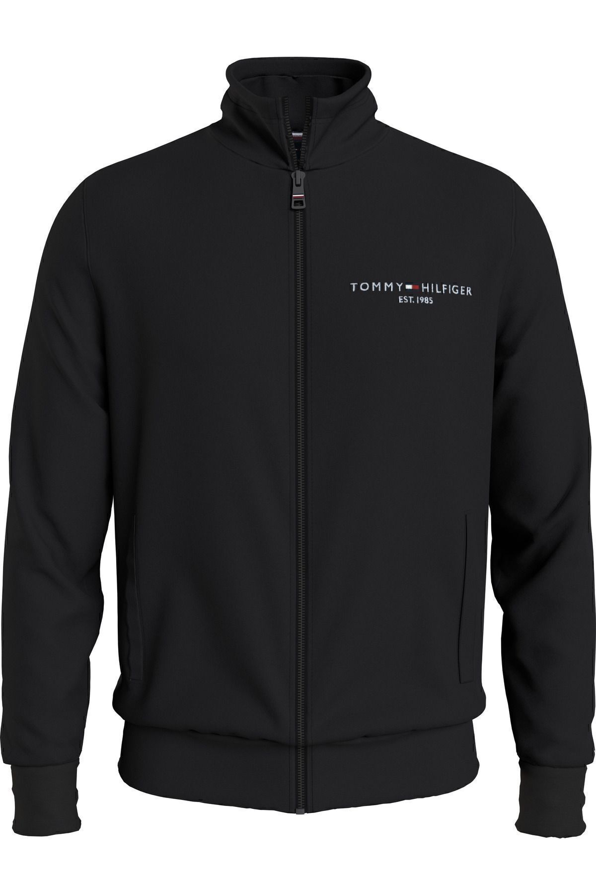 Tommy Hilfiger Men s Brand Logo Signed Black Sweatshirt with Full Zipper Suitable for Casual Use Mw0mw29327 Bds