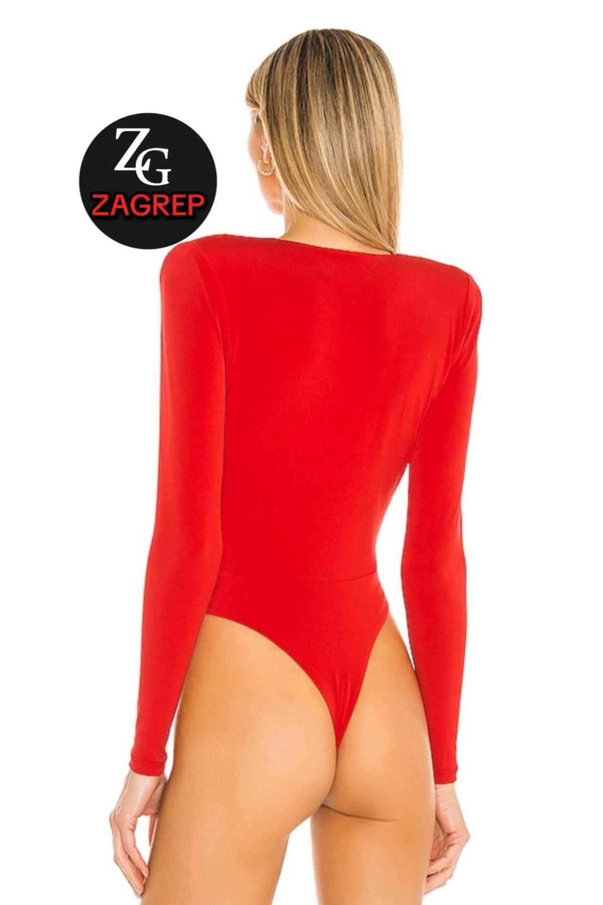 Zagrep-Red Women's Body - Deep V, Padded, No Inner Display, Double Layer 4