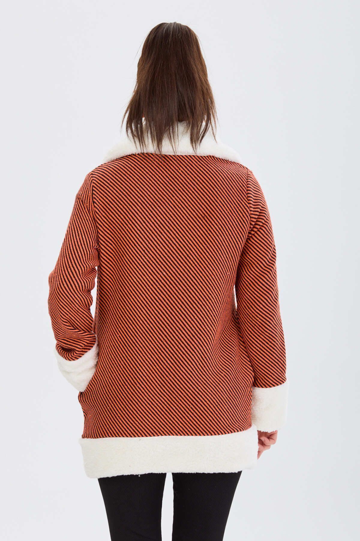 TOFİSA-Orange Women's Jacket - Straight Collar, Model 13095 6