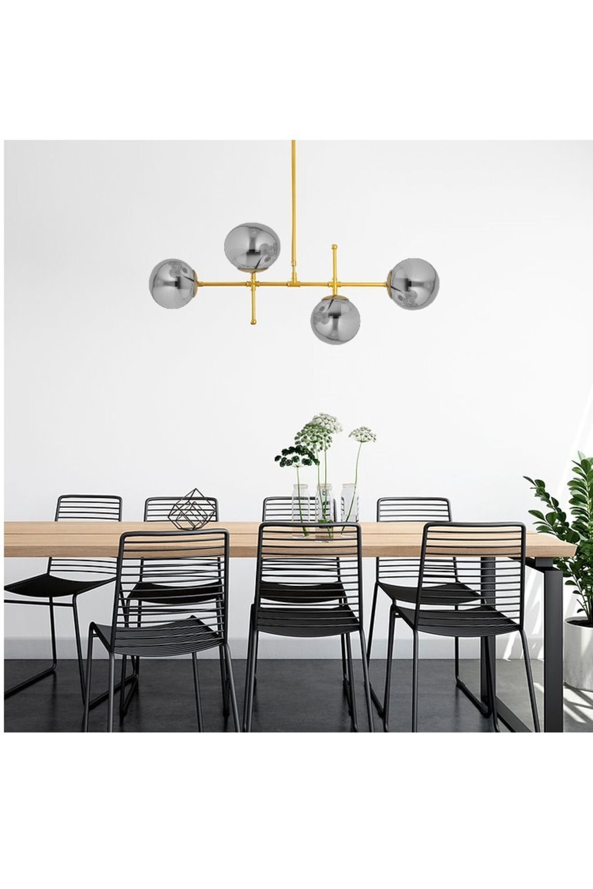 4-Light Gold Model Modern Globe Smoked Glass Chandelier