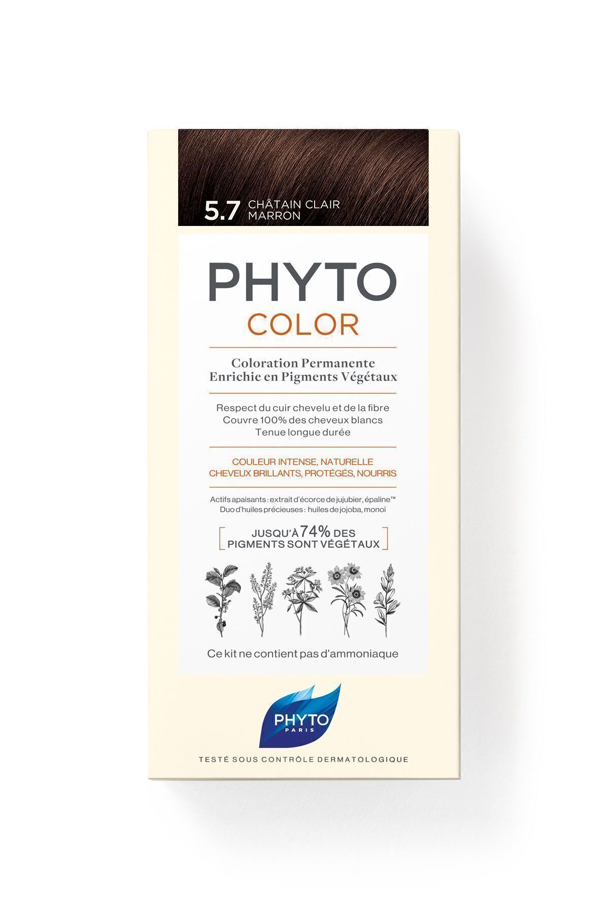Phyto-Farbe 5.7 – Hellkastanien-Kupfer-Kräuterhaarfärbemittel der neuen Serie 5