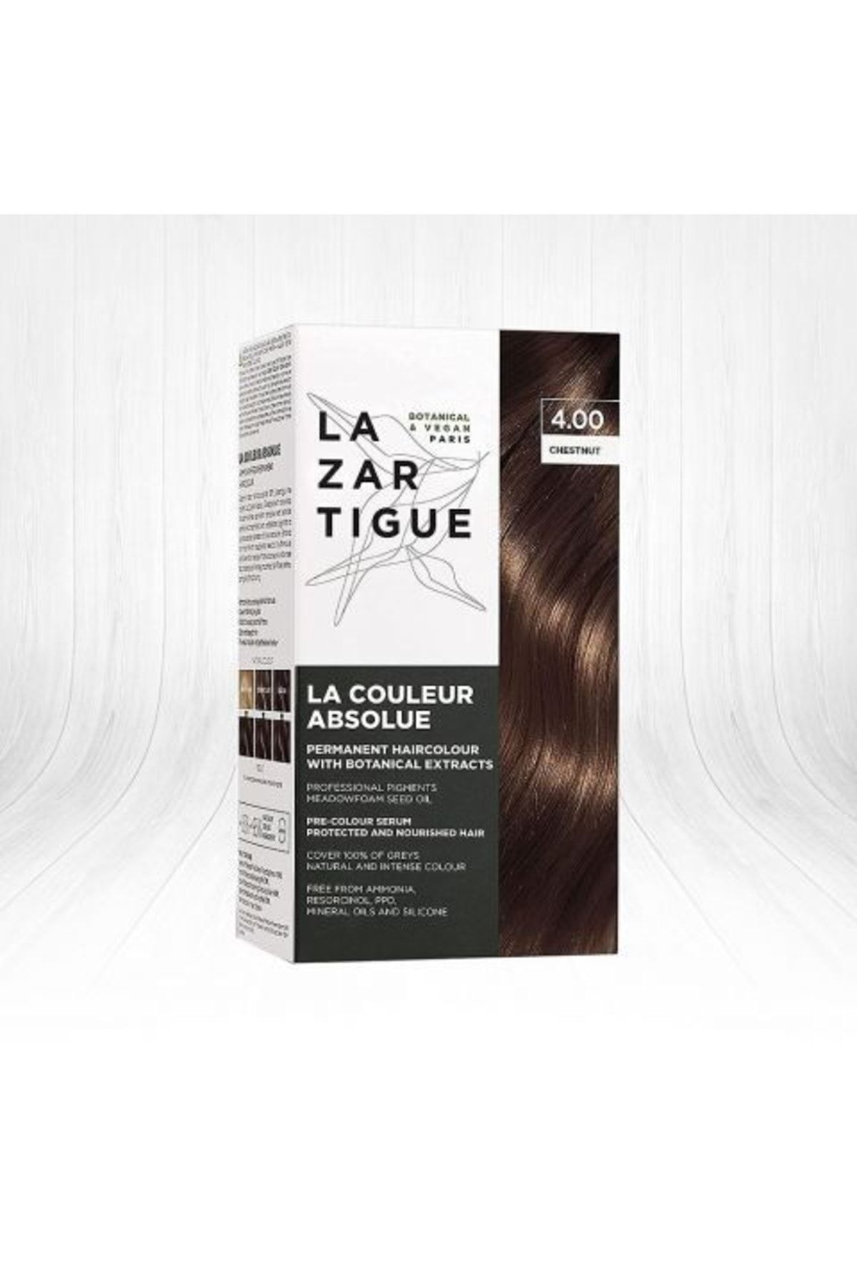 رنگ موی لازارتیگ Absolue Color 4.00 شاه بلوطی شکلاتی J.F Lazartigue