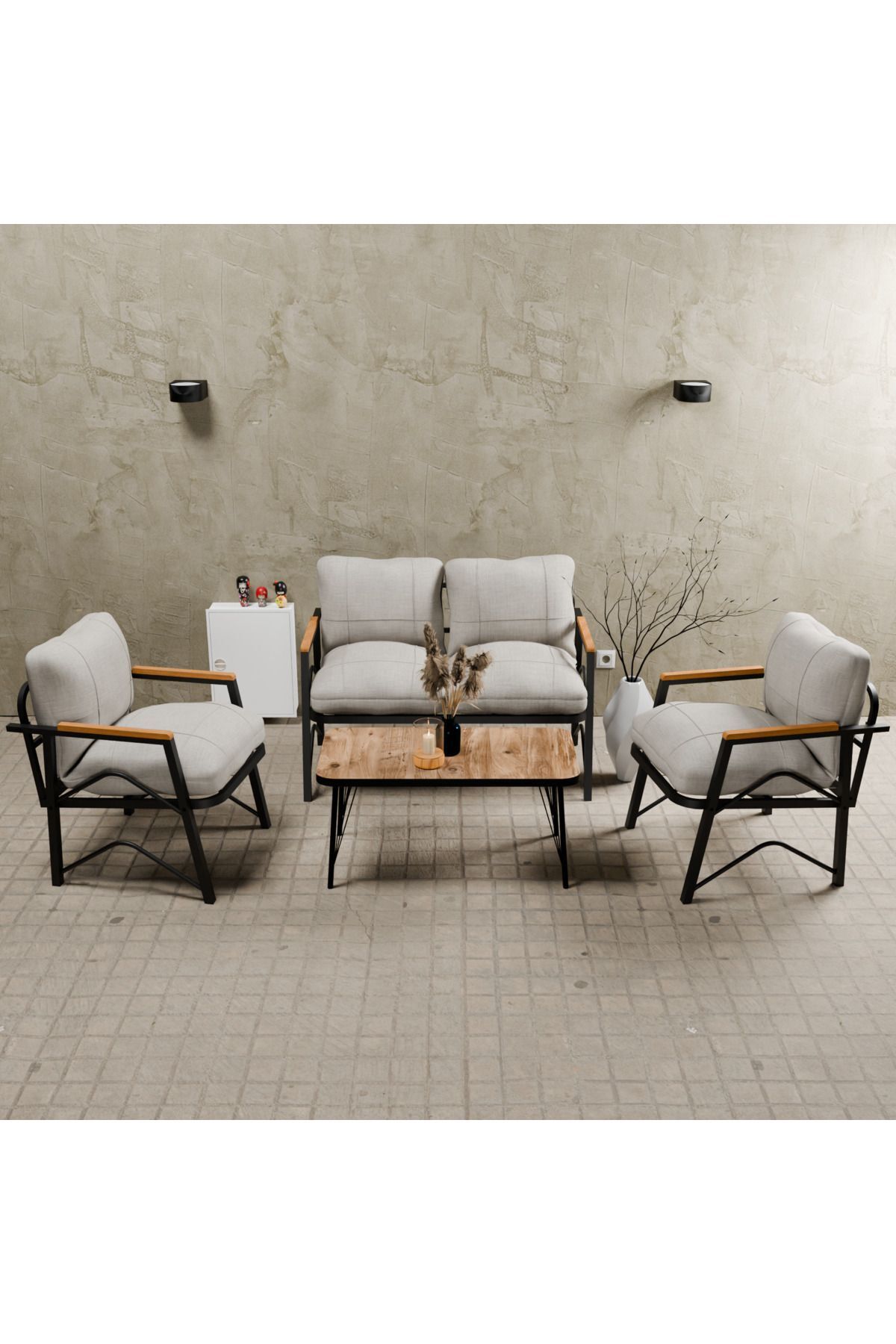 Symmetry Model, Balcony, Garden,Cafe,Sofa Set, Garden Set, 2 1 1 Center Table 70x40 size