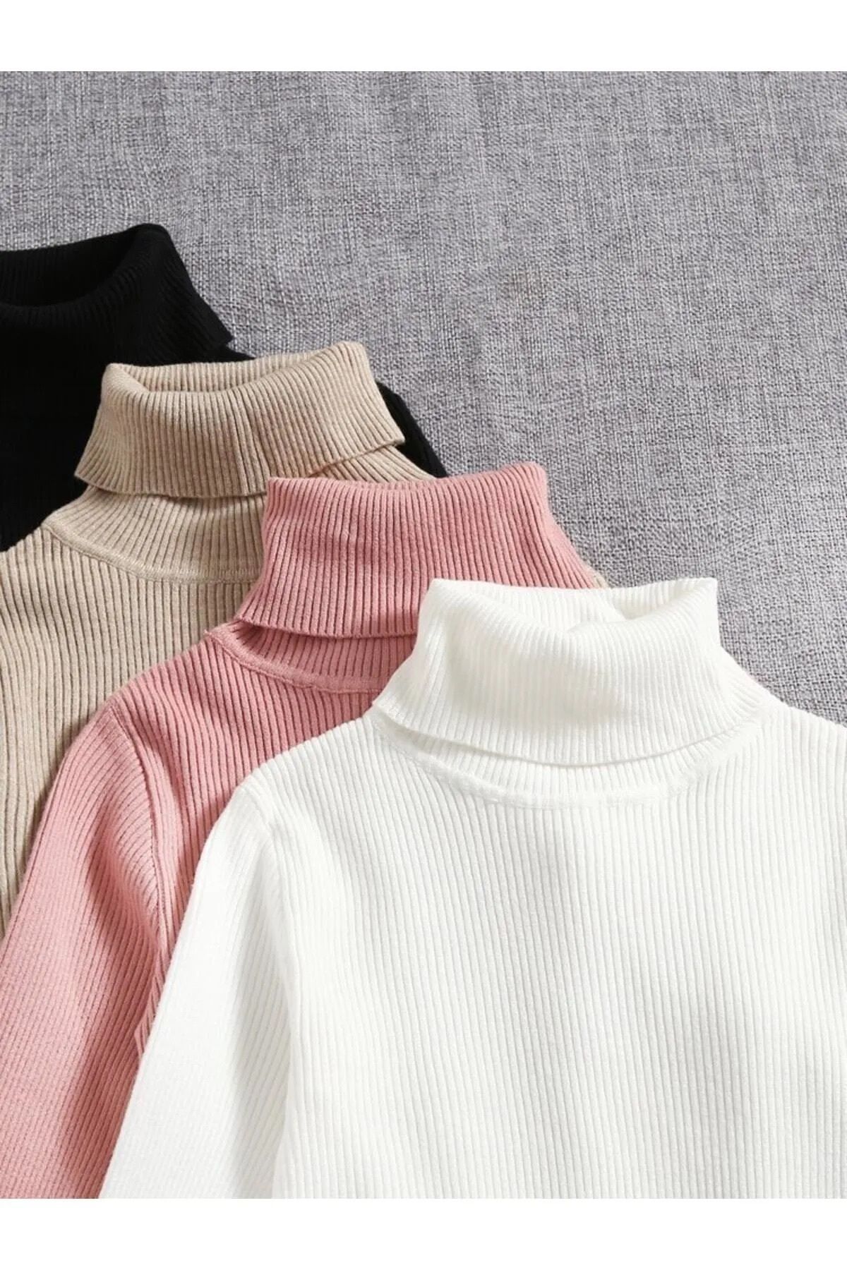 Milo Moda-Ribbed Turtleneck Unisex Sweater Set of 4 2