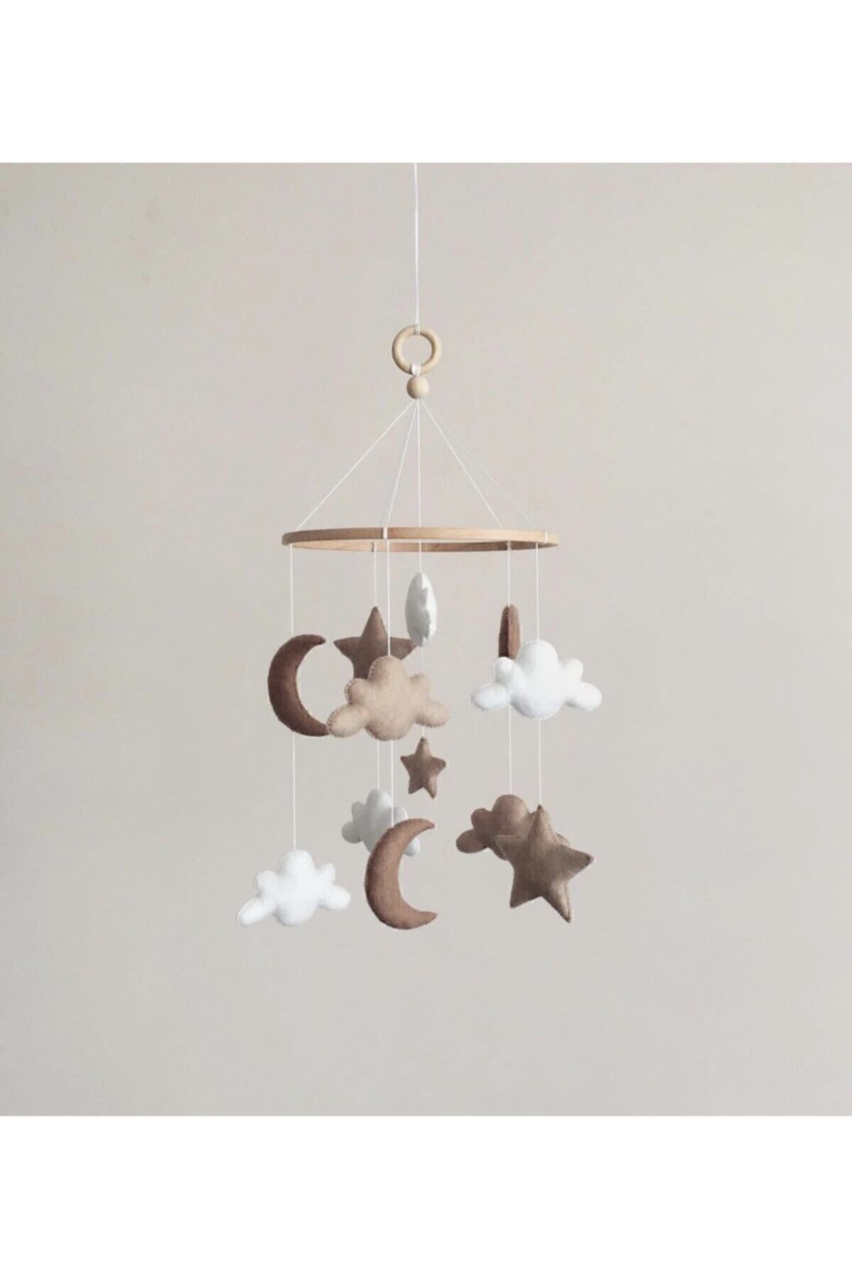 UĞURLU PUNCH Sevimli Keçeden %100 El Yapımı Bulut Yıldız Ve Ay Detaylı Çocuk Ve Bebek Odası Dönence fotoğrafı 2 (önizleme)