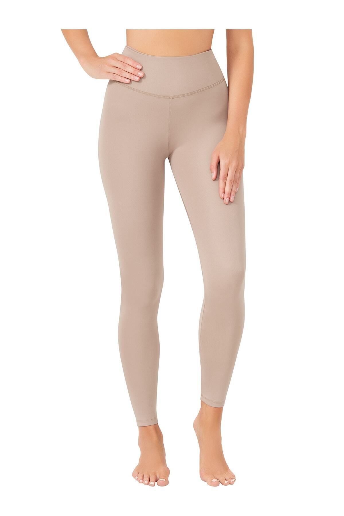 Los Ojos-Beigefarbene Fitness-Leggings mit hoher Taille für Damen – Basics 1
