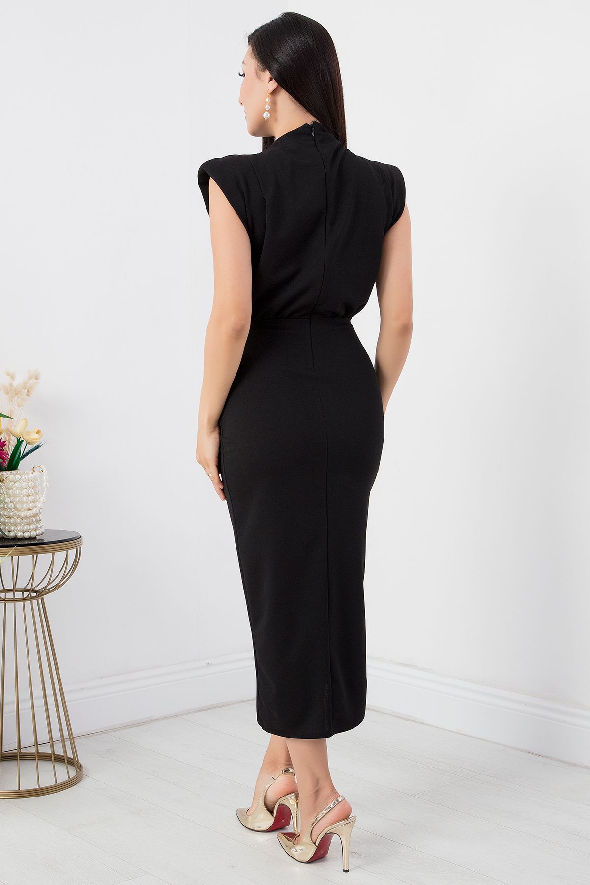 PULLIMM-Rochie cu guler vertical cu cataramă în talie NY4409 7
