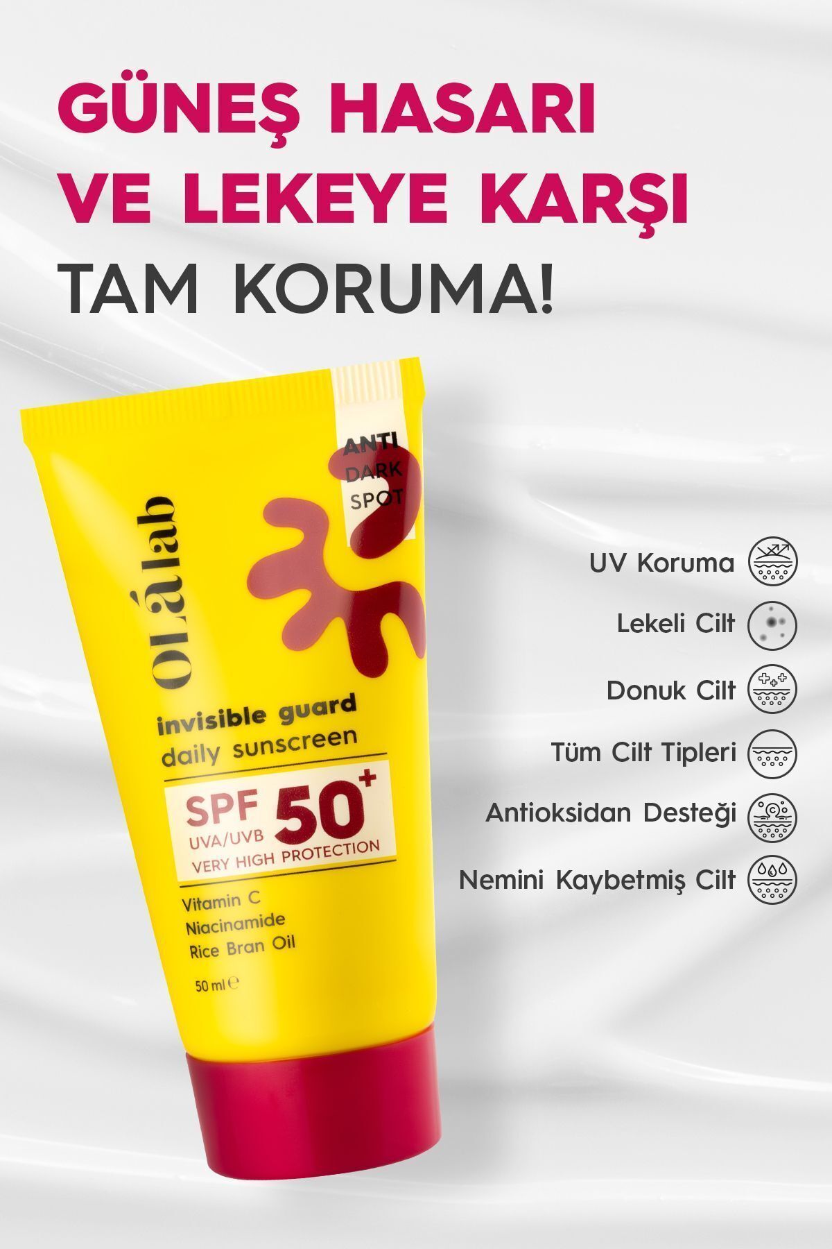 ست آفتابگیر SPF 50+ با ویتامین C هدیه کیسه ضد لک OlaLab