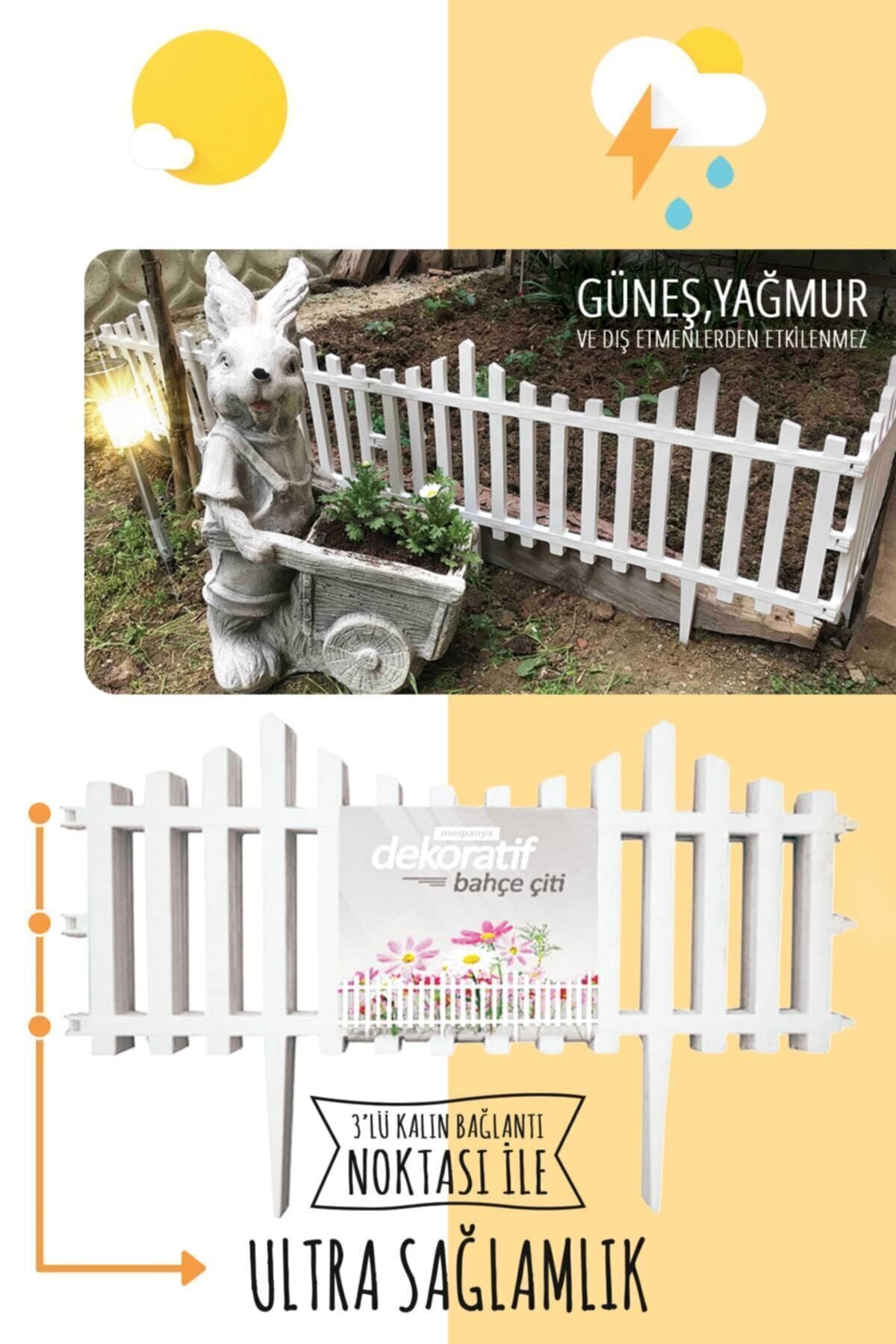 Dekoratif Bahçe Çiti Plastik Çit Peyzaj Koruma Panel Çit 1 Adet 59 Cm Beyaz