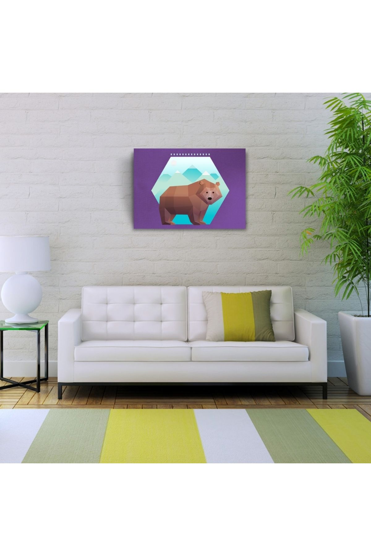 pazarella Boz Ayı Figürü Soyut Çalışma Kanvas Tablo 50 x 70