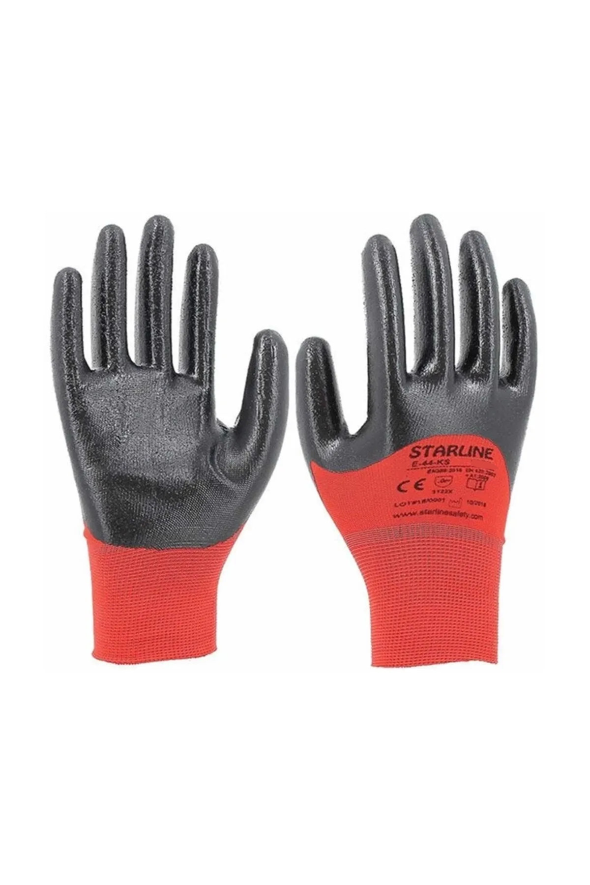 Starline E-45-Ks Nitril Eldiven Kırmızı Siyah Beden:9 (6'lı Paket)