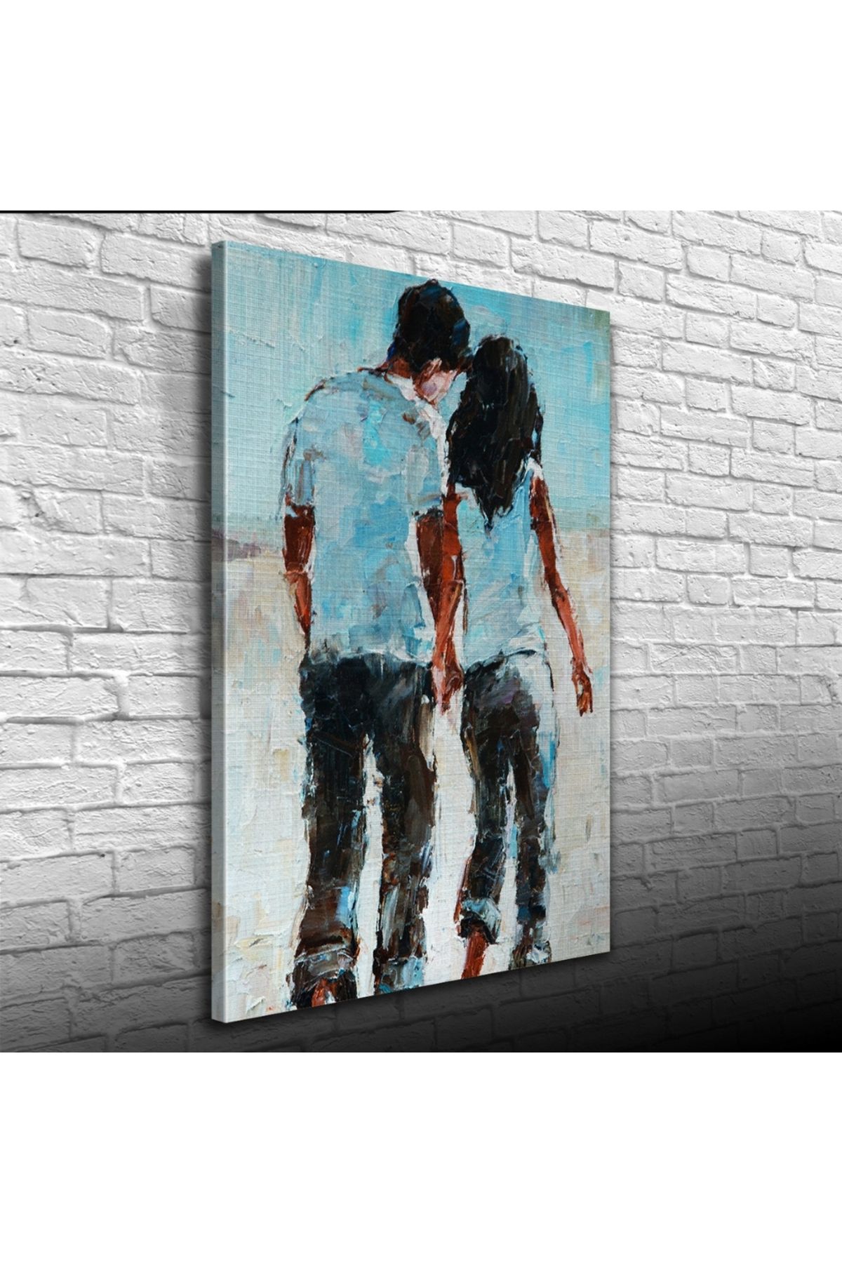 pazarella Elele Yürüyen Sevgililer Yağlıboya Kanvas Tablo 50 x 70