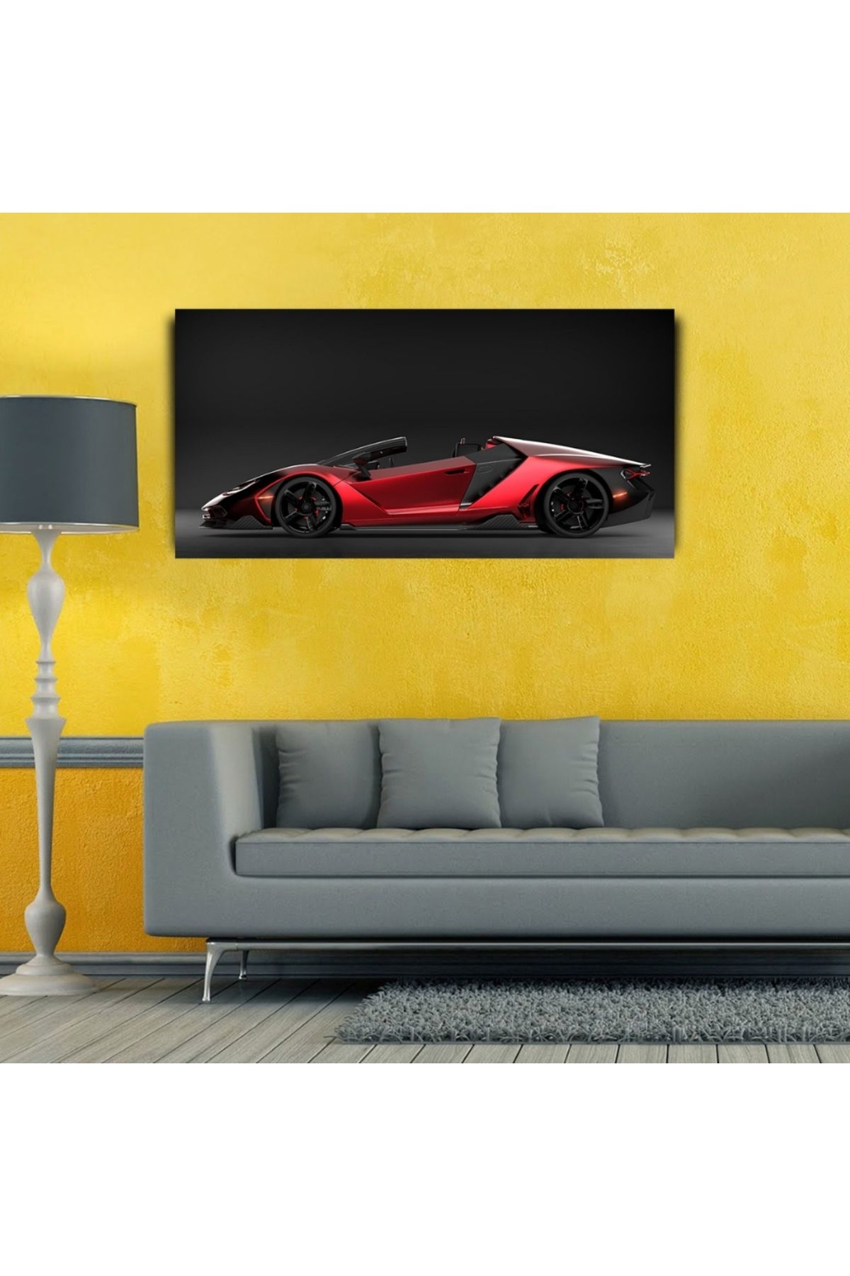 pazarella Kırmızı Spor Otomobil Kanvas Tablo 60 x 120