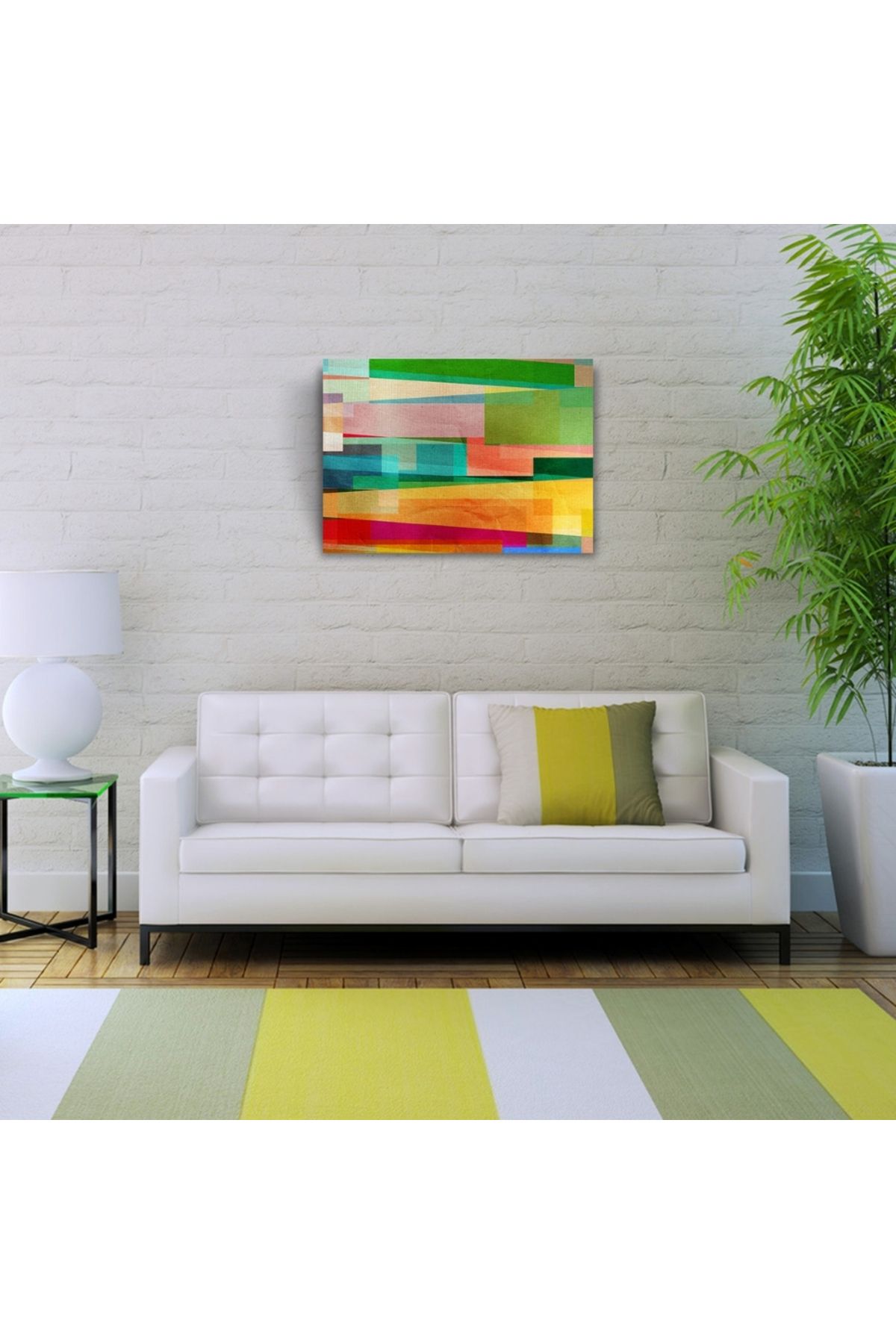 pazarella Pastel Tonlarda Şeritler Kanvas Tablo 50 x 70