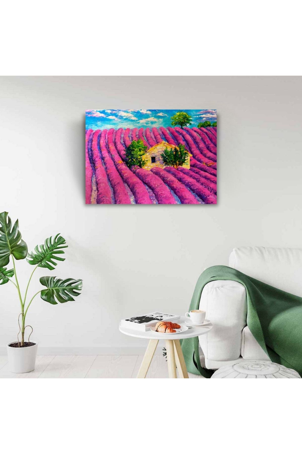pazarella Lavanta Tarlası ve Mavi Gökyüzü Kanvas Tablo 50 x 70