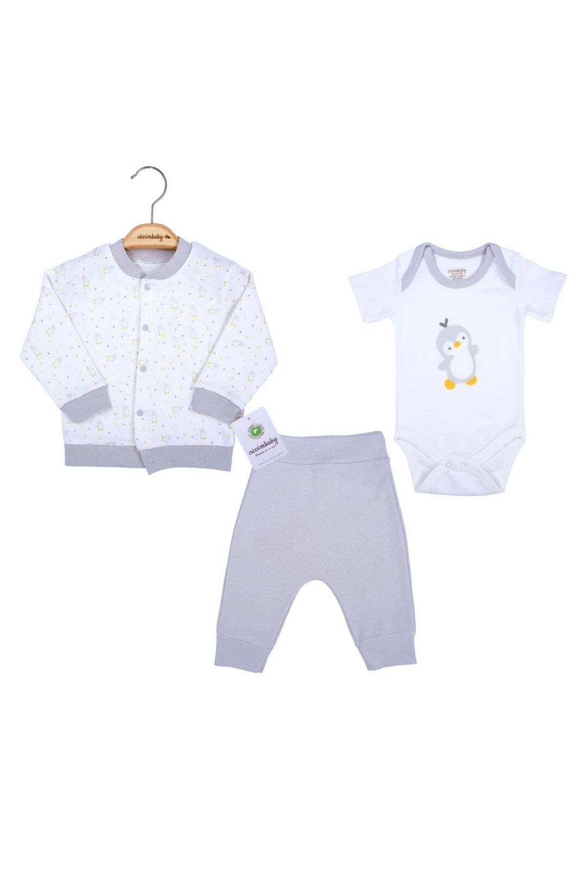 Ciccim-Baby Penguin Pattern 3 Piece Set 4619 Gray 1