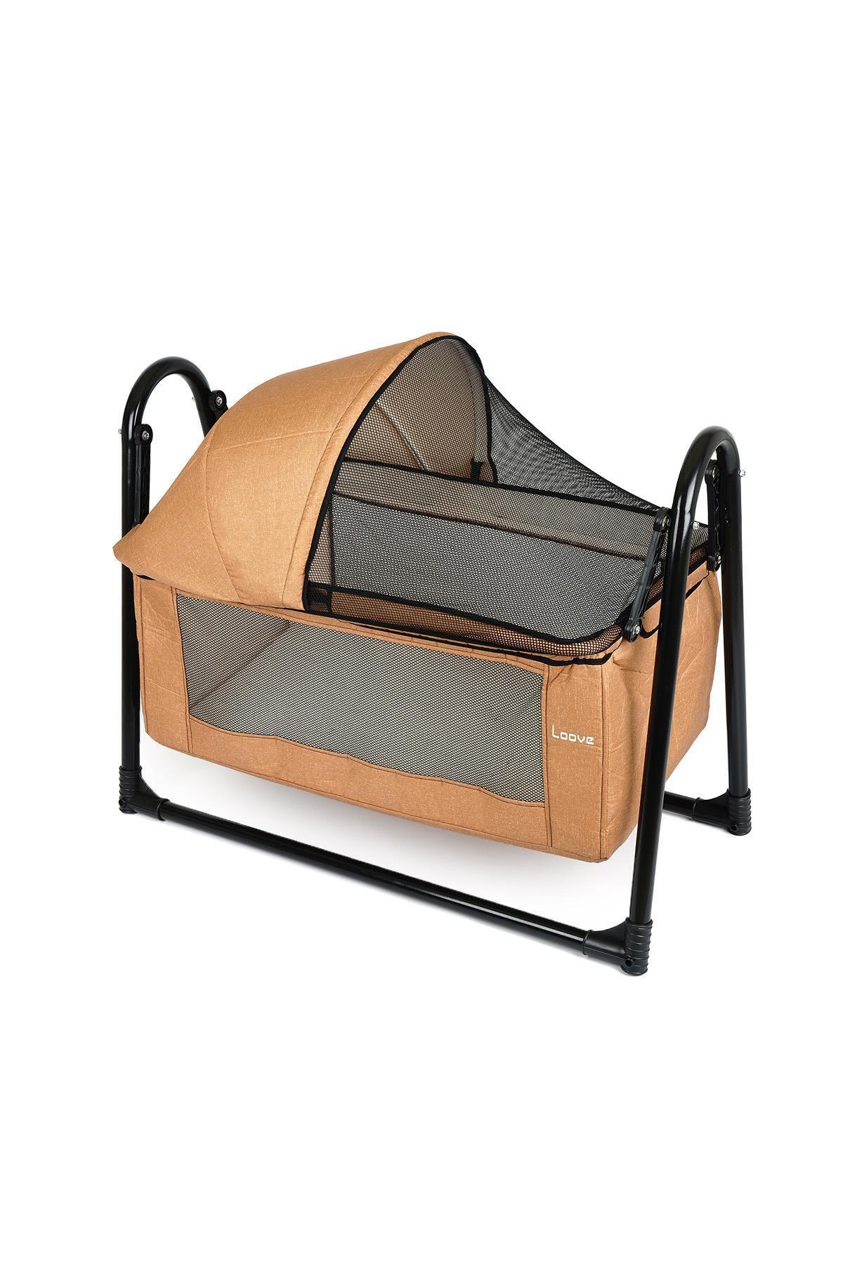 LOOVE BEBE SMOLL METAL SALLANIR BEŞİK KAHVERENGİ KETEN KUMAŞLI