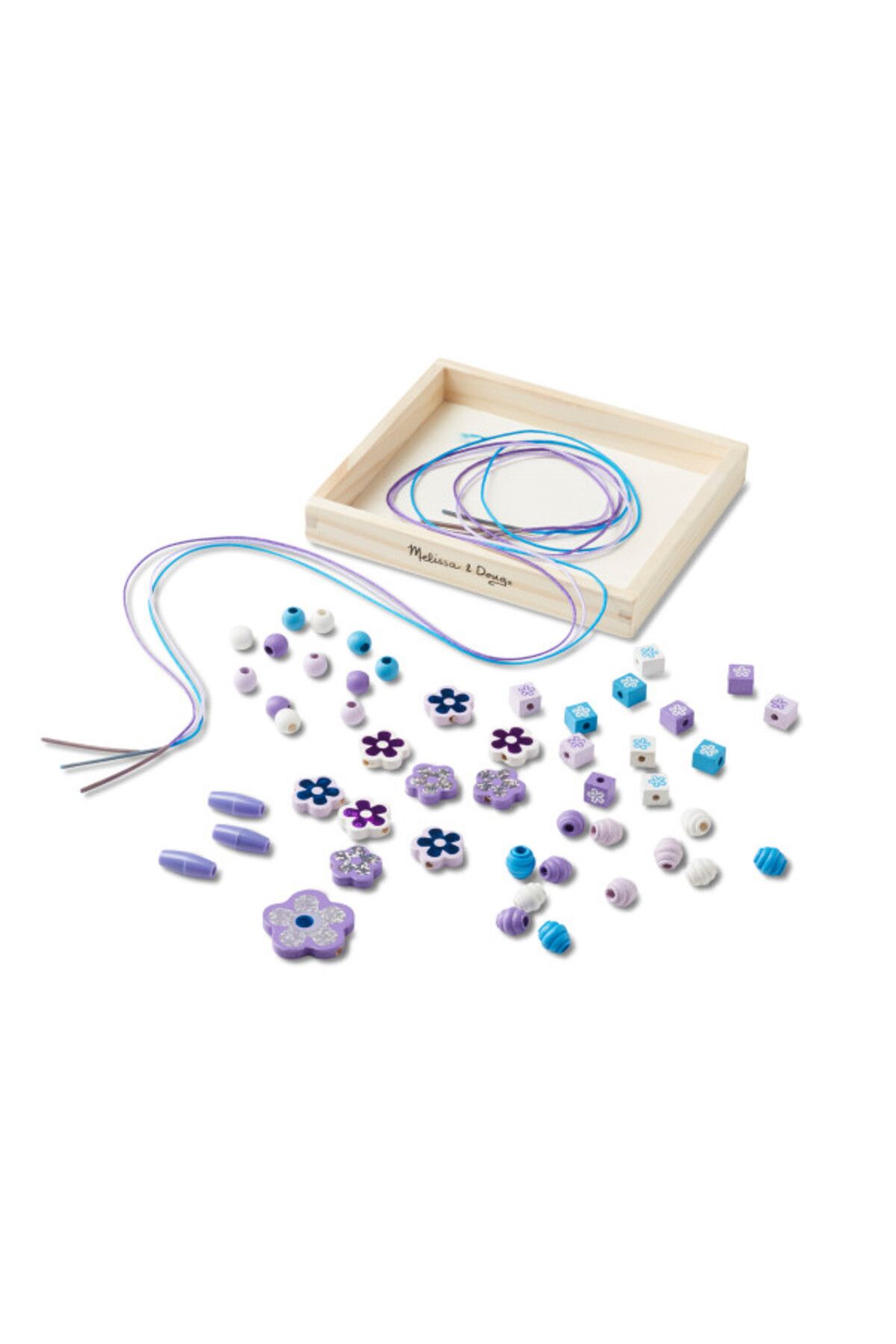 اسباب بازی های آموزشی Melissa Doug توالی مهره چوبی ملیسا و داگ گلهای درخشان Melissa & Doug