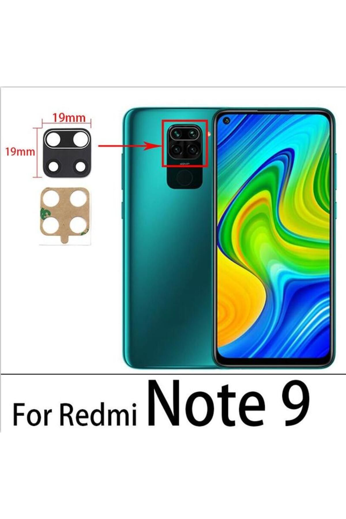 tkgz Xiaomi Redmi Note 9 Arka Kamera Camı Lens Yapışkanlı