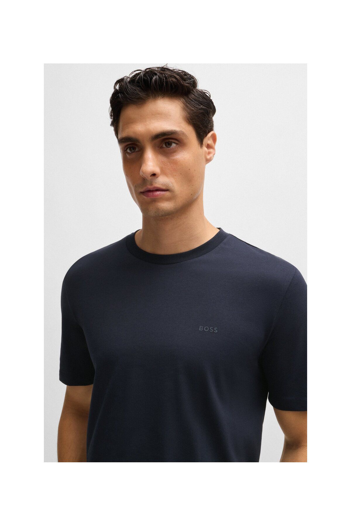 تی شرت آبی مردانه پنبه تناسب معمولی t shirt BOSS