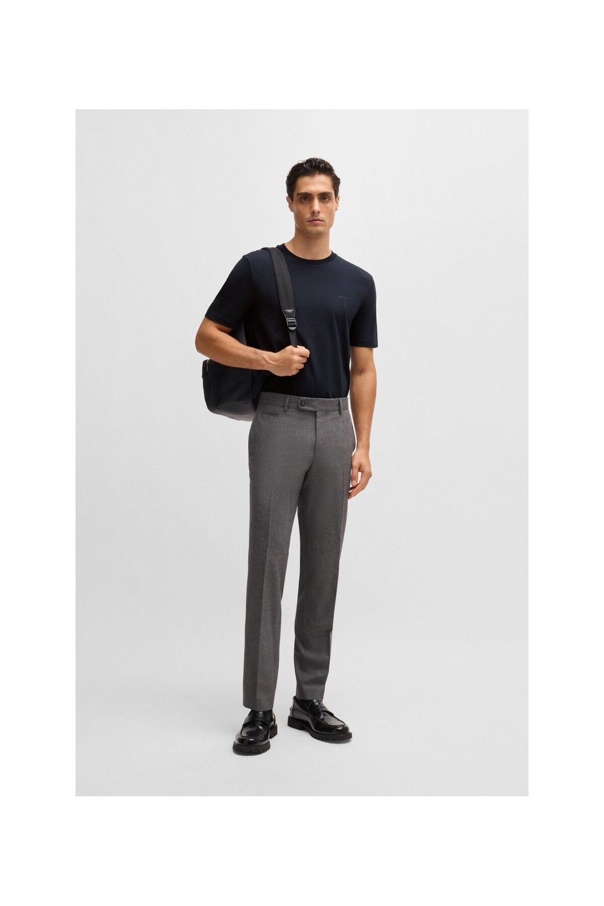 تی شرت آبی مردانه پنبه تناسب معمولی t shirt BOSS