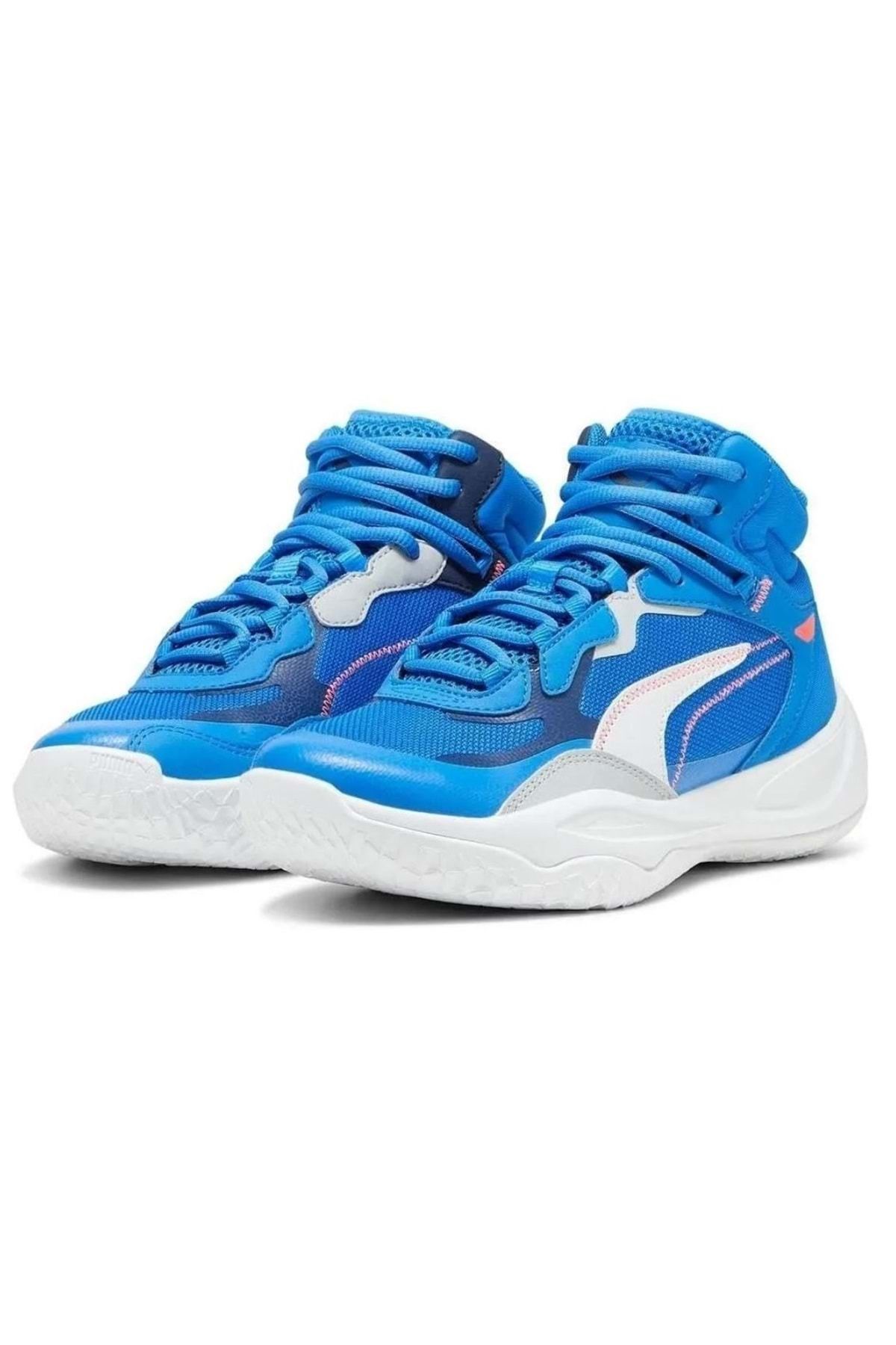 کفش تناسب اندام آبی مردانه و زنانه Playmaker Pro Mid Jr 378330 08 بسکتبال Puma