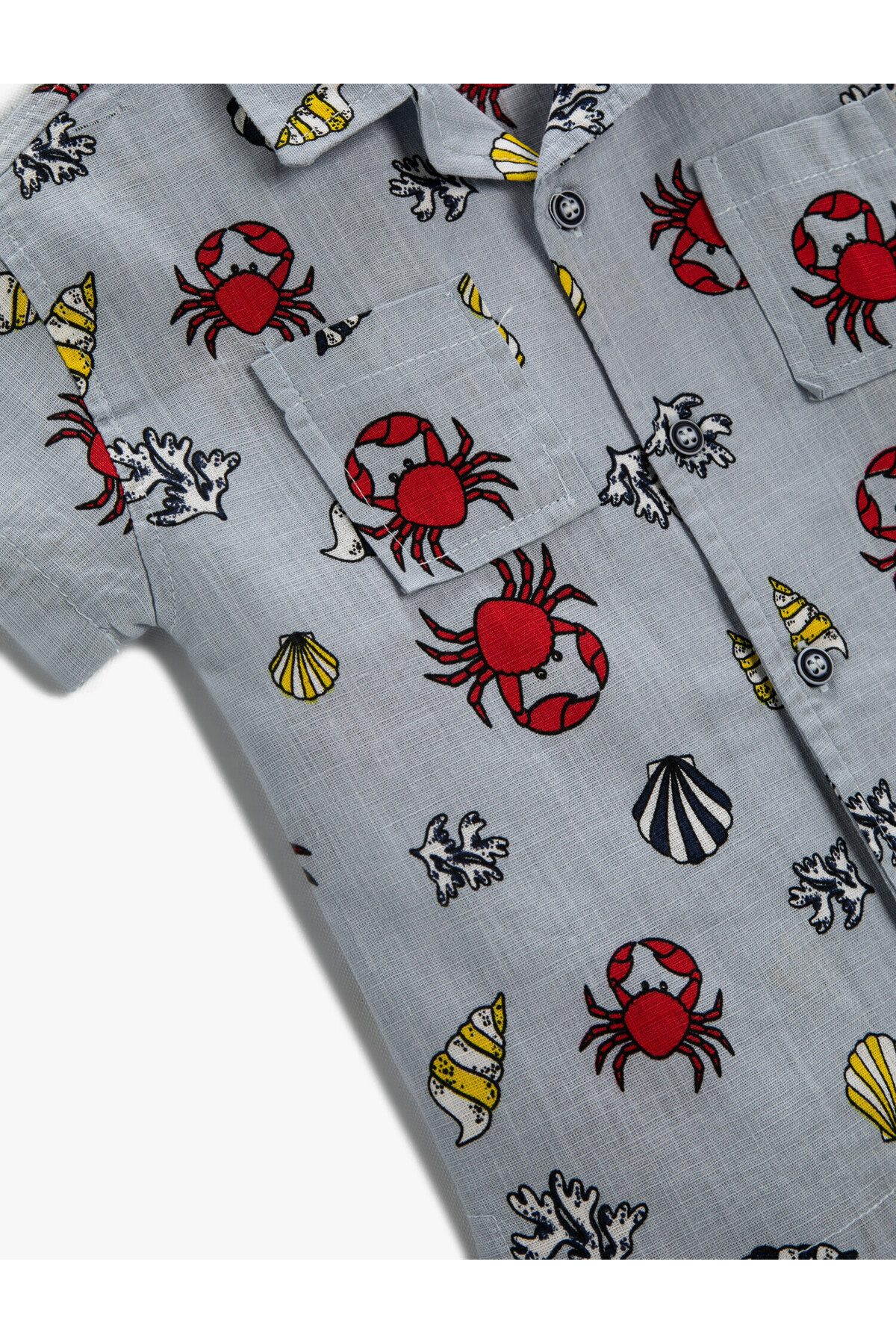 Koton Kısa Kollu Gömlek Yengeç Desenli Pamuklu Cepli fotoğrafı 3 (önizleme)