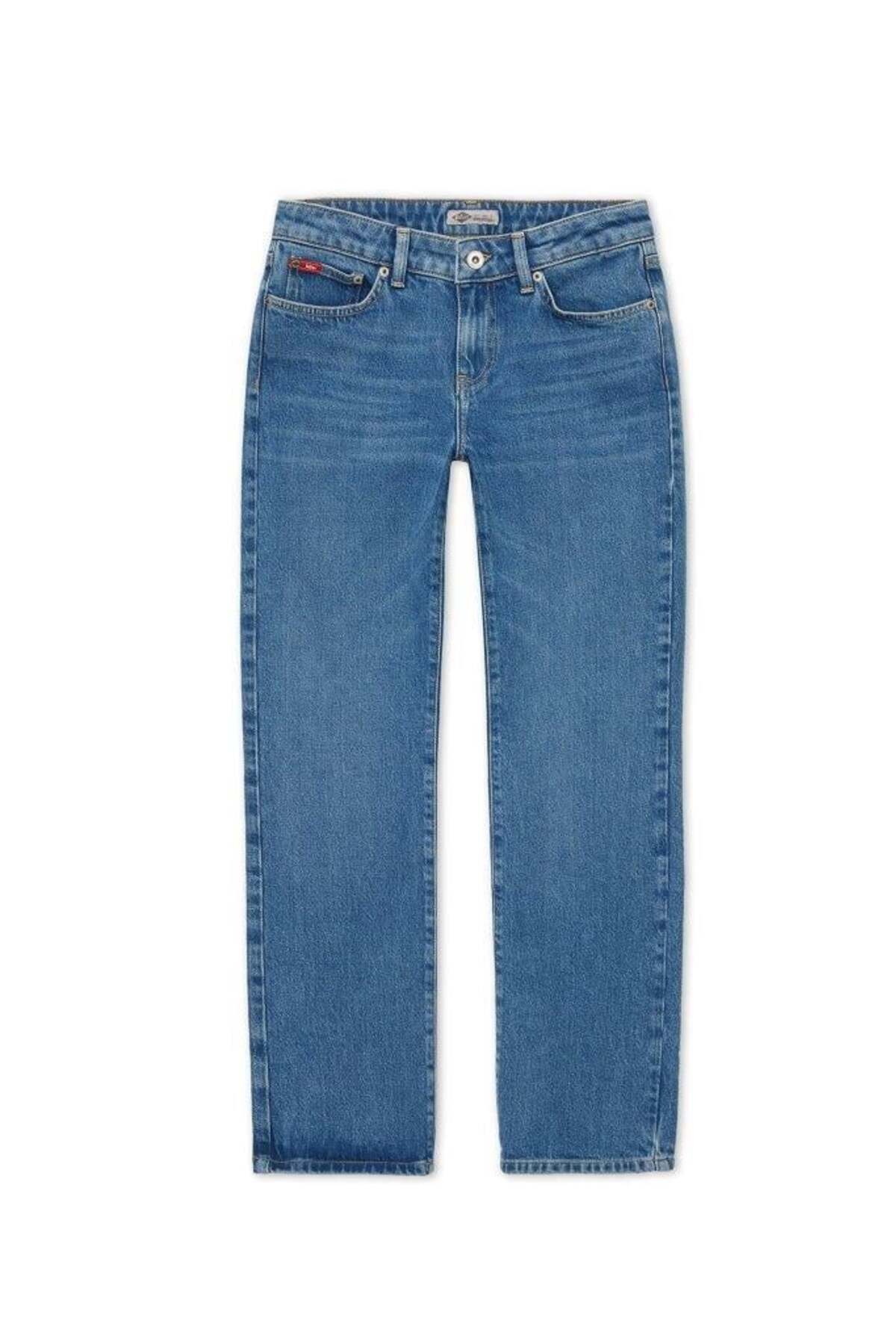 Lee Cooper Geniş Paça Straight Açık Lacivert Kadın Denim Pantolon